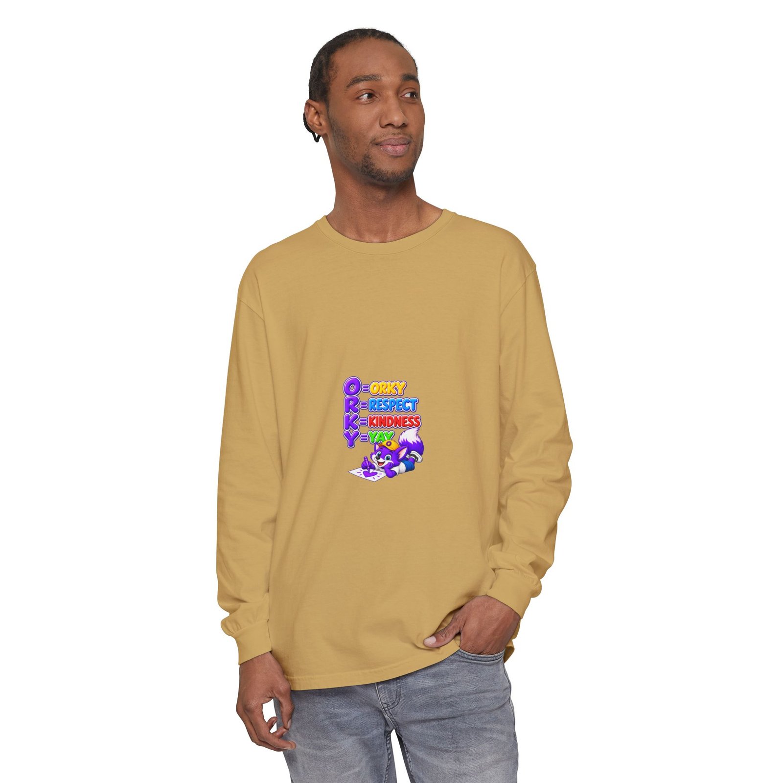 Long Sleeve T-Shirt – "Orky Respect Kindness Yay " - Image 19