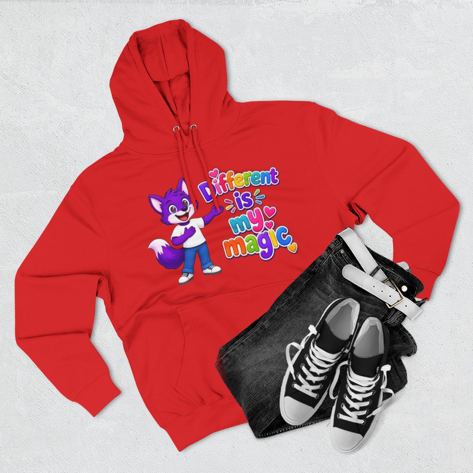 Three-Panel Fleece Hoodie __ ' Different is My Magic ' - Image 55