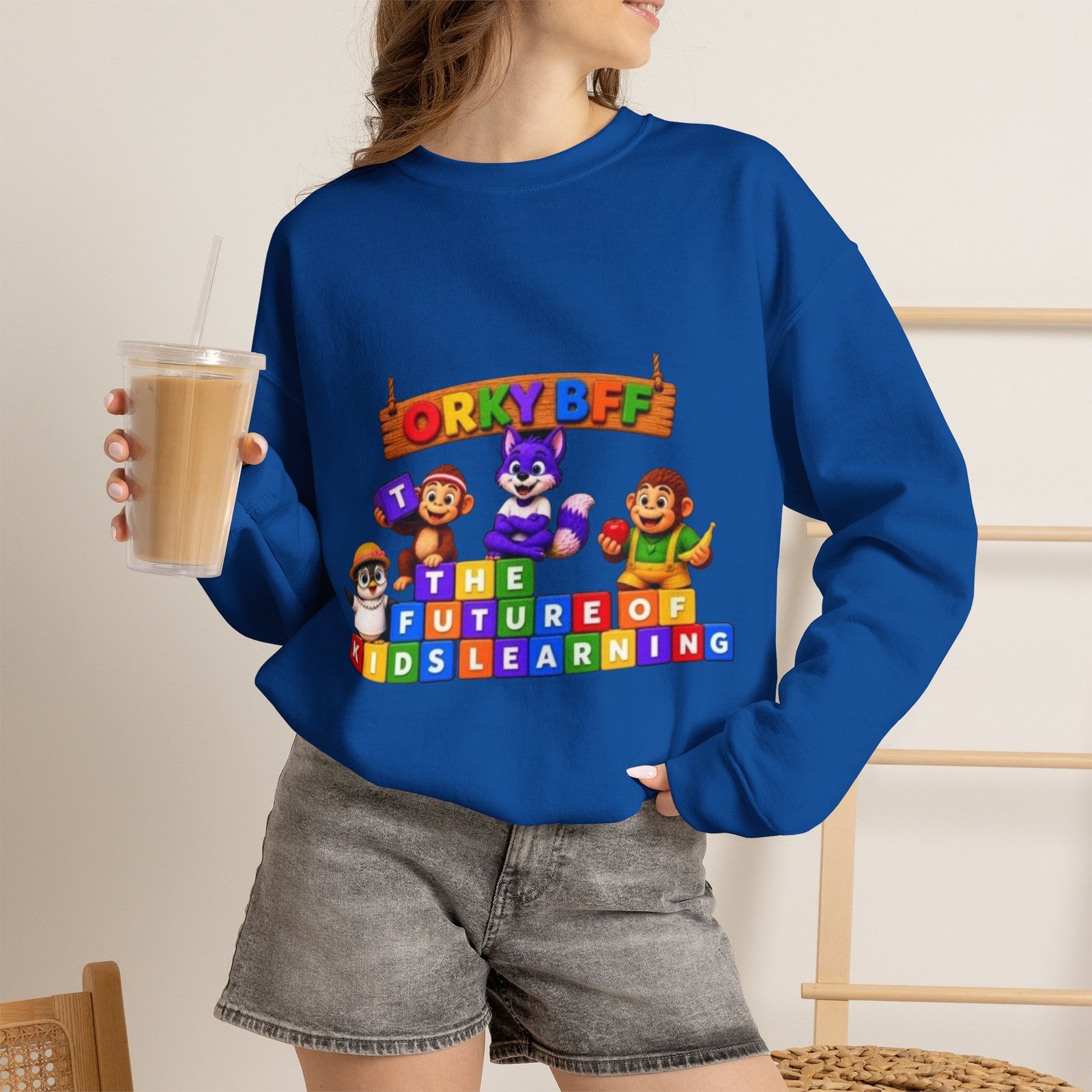 Unisex Heavy Blend™ Crewneck Sweatshirt - 'Orky Bff The Future of Kids Learning' - Image 40