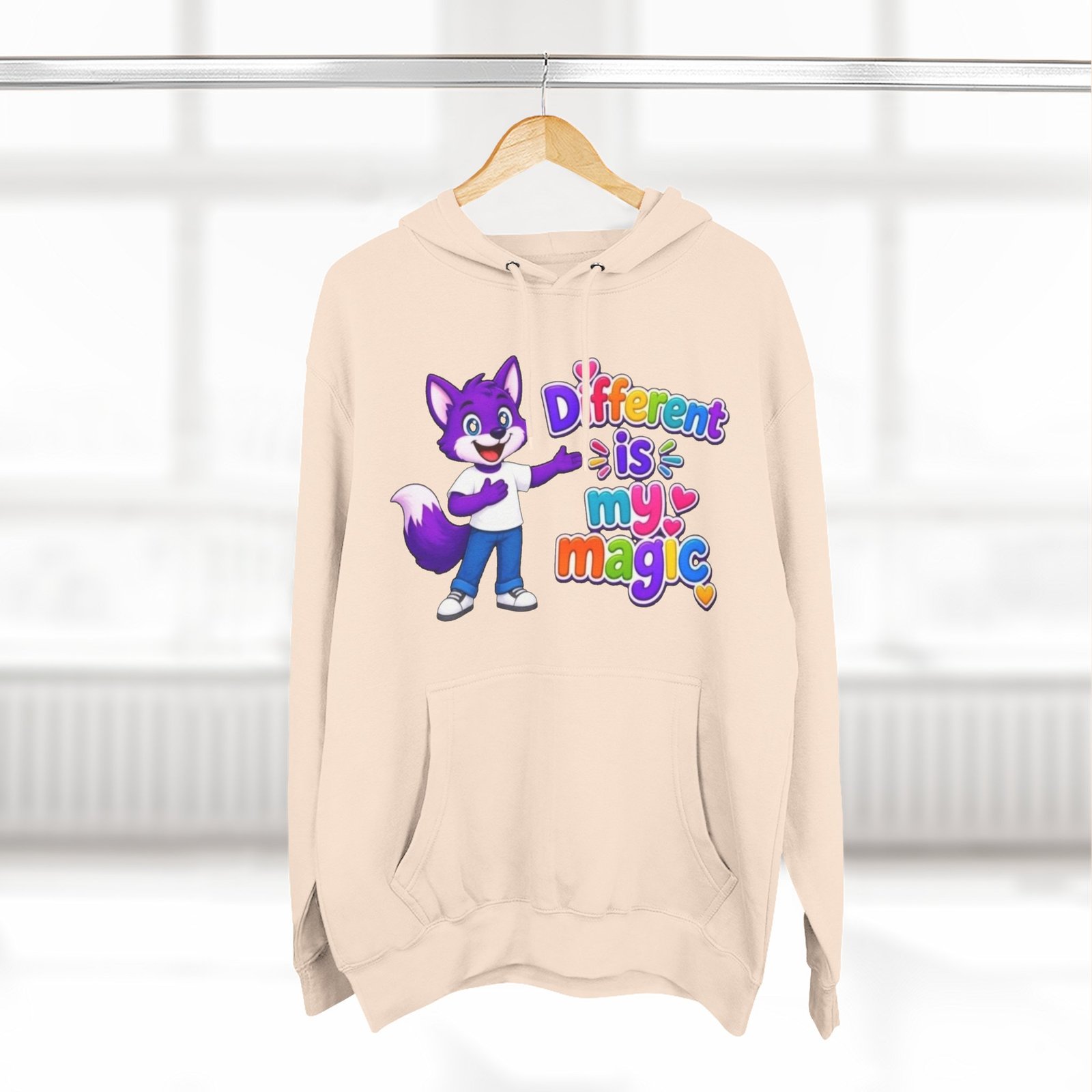 Three-Panel Fleece Hoodie __ ' Different is My Magic ' - Image 24