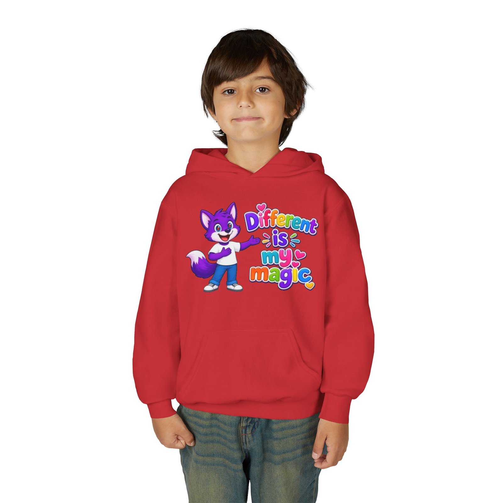 Youth Heavy Blend Hooded Sweatshirt — "Different is My Magic" - Image 63