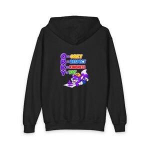 Youth Zipped Hoodie — Colorful Gamer Cat Graphic