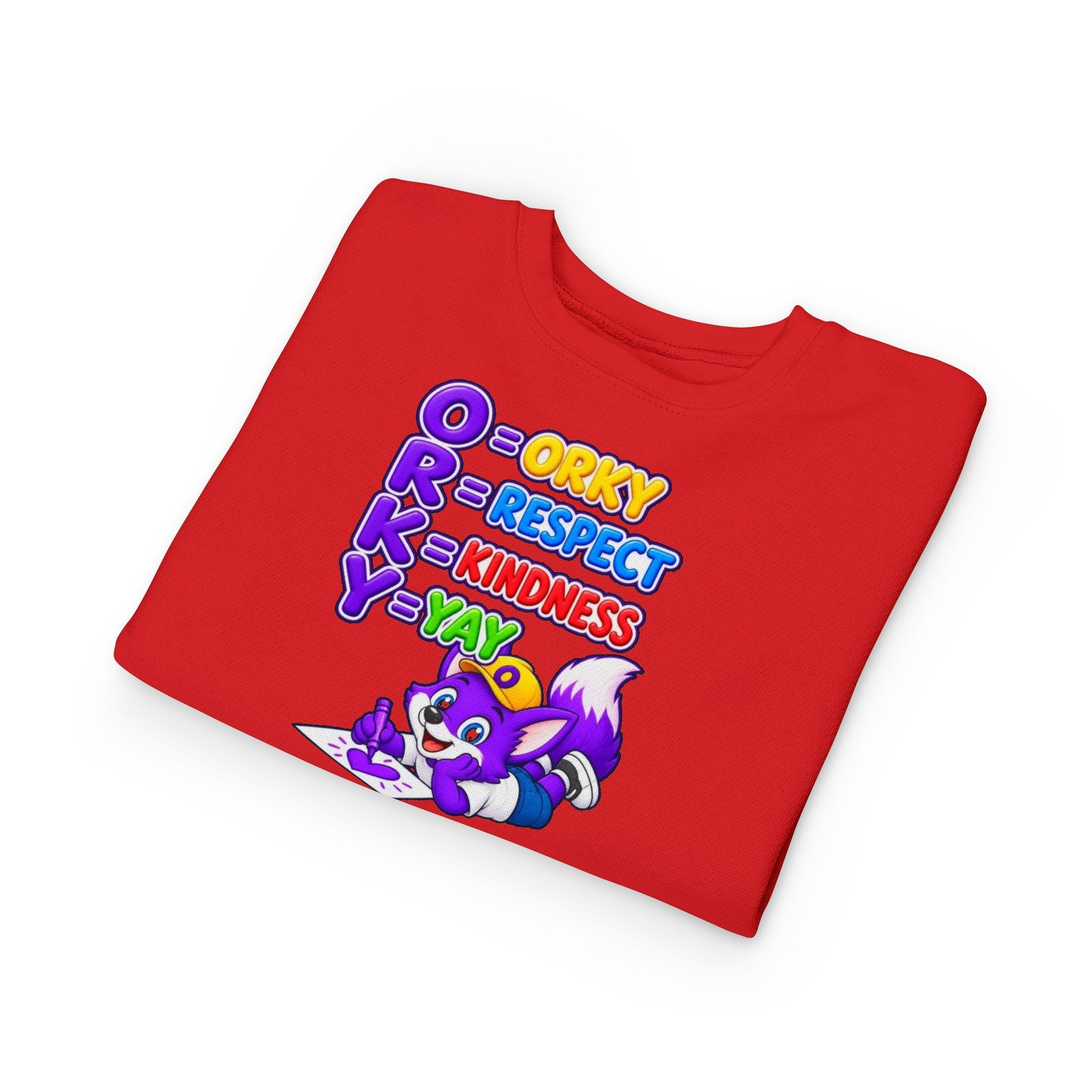 Toddler Sweatshirt — "ORKY Kindness Yay" Cute Fox - Image 31