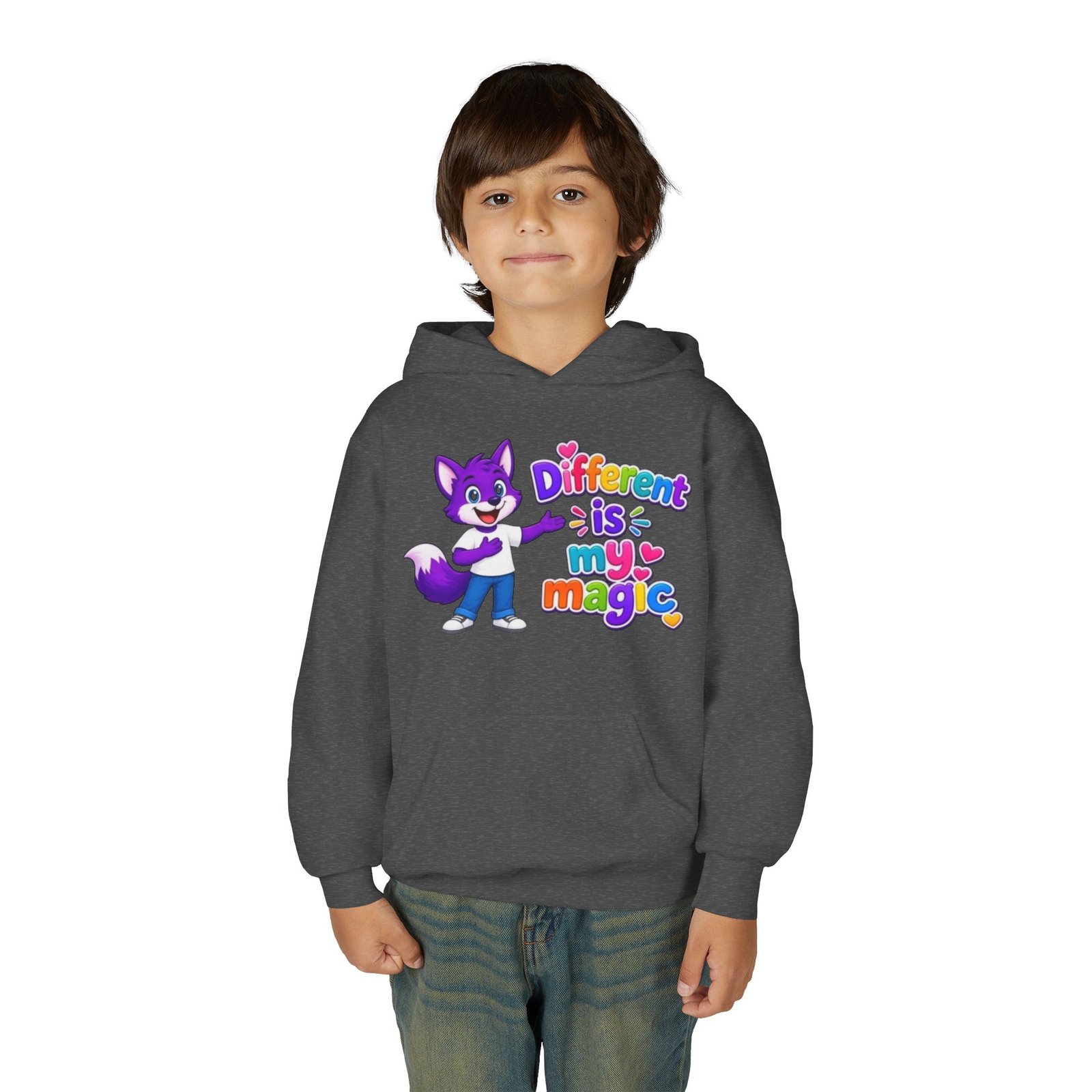 Youth Heavy Blend Hooded Sweatshirt — "Different is My Magic" - Image 35