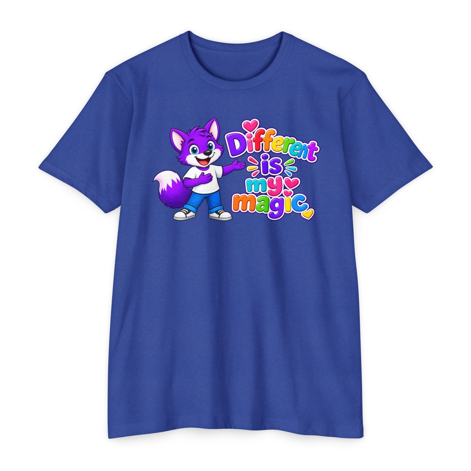 Unisex CVC Jersey T-shirt— "Different Is My Magic" Cute Purple Fox - Image 26
