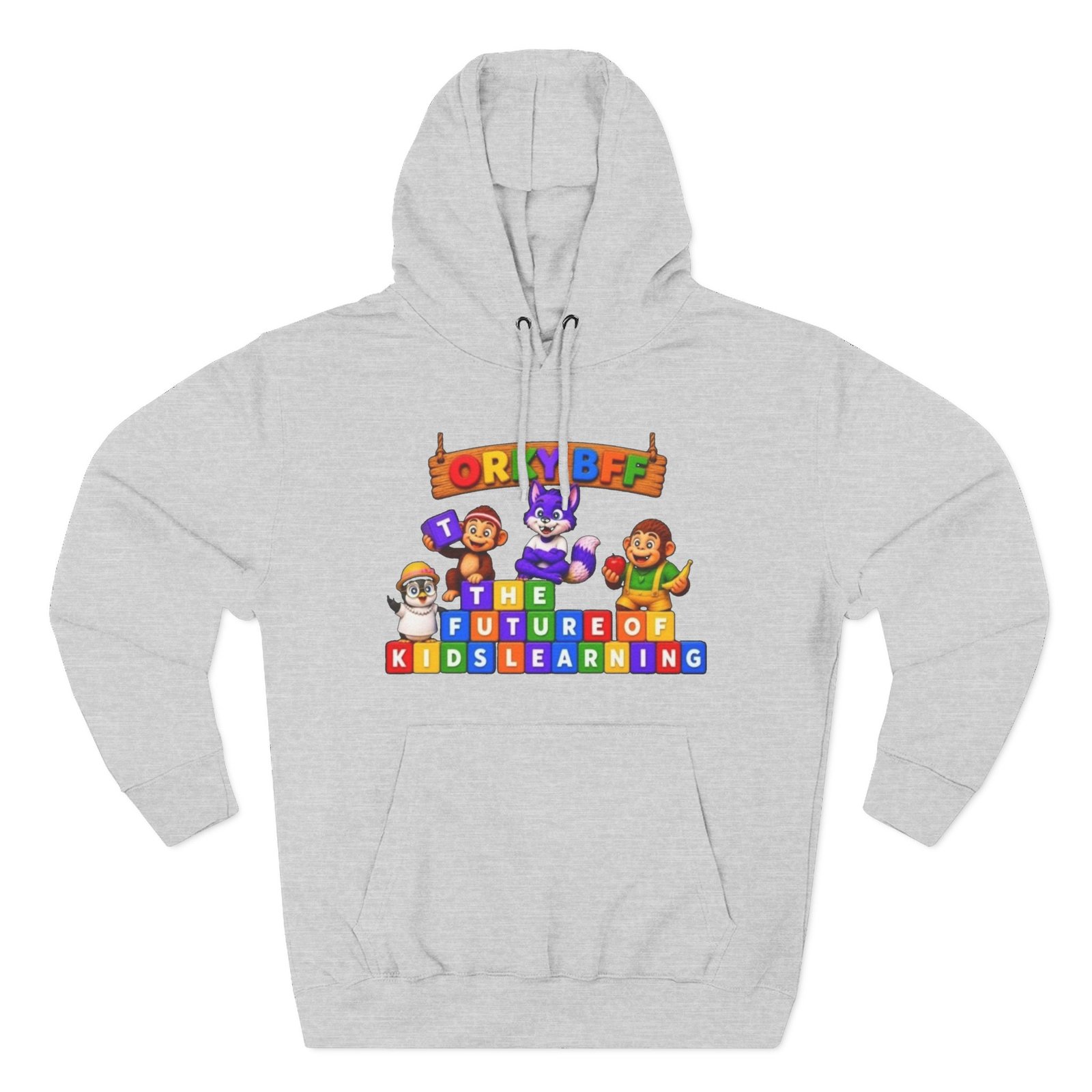Three-Panel Fleece Hoodie__ 'Orky Bff The Future Of Kids Learning' - Image 5