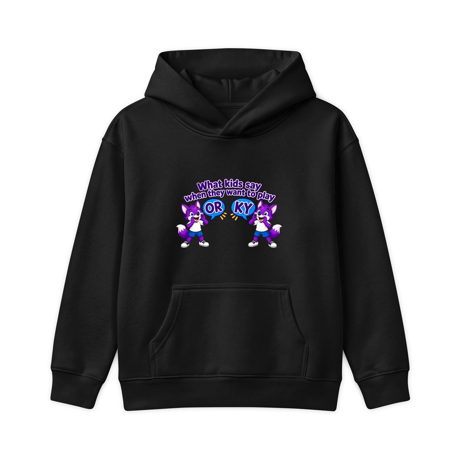 Kids Relax Hoodie — "what kids say " Cute Cartoon purple fox