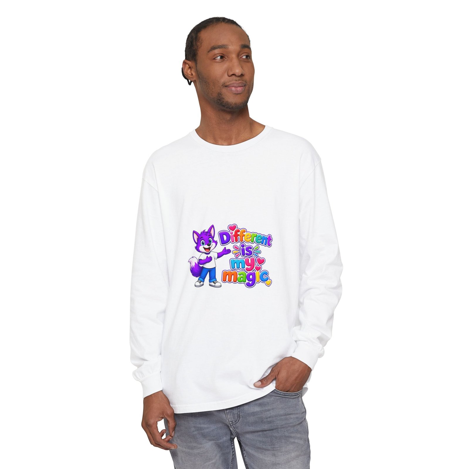 Unisex Garment-dyed Long Sleeve T-Shirt __ Different is my magic