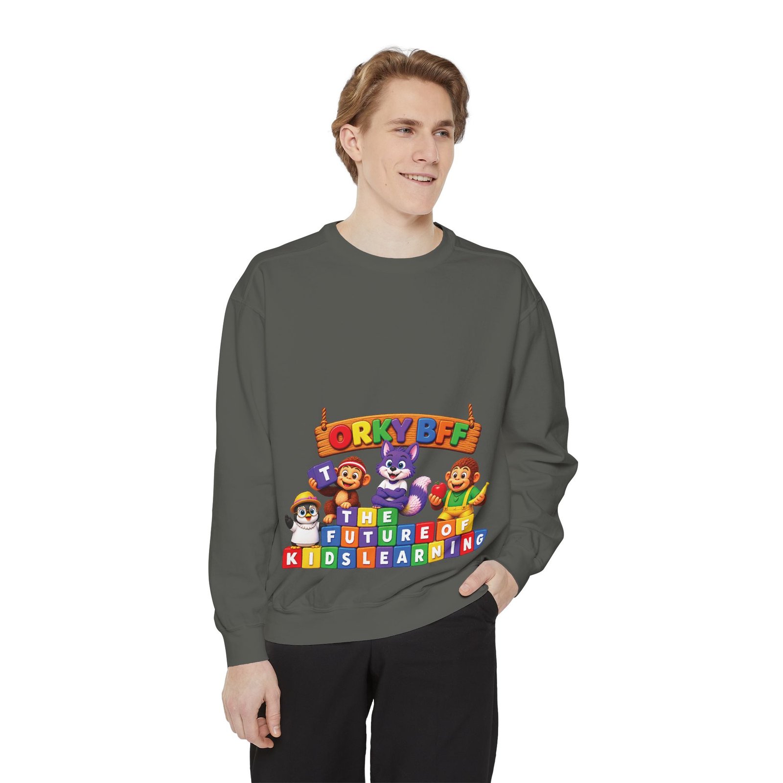 Kids Learning Crewneck Sweatshirt — 'StoryBFF: The Future of Kids Learning' Graphic - Image 21