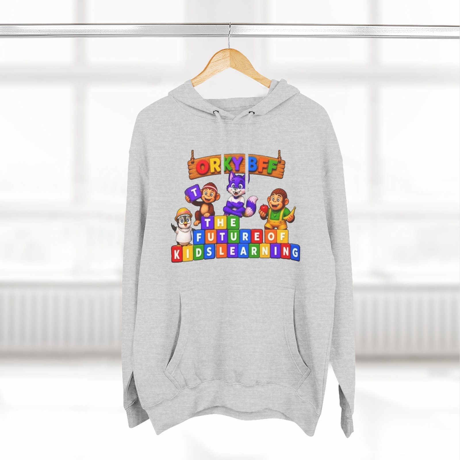Three-Panel Fleece Hoodie__ 'Orky Bff The Future Of Kids Learning' - Image 8