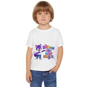 Heavy Cotton™ Toddler T-shirt — "Different Is My Magic" Colorful Fox Pride Kids Tee