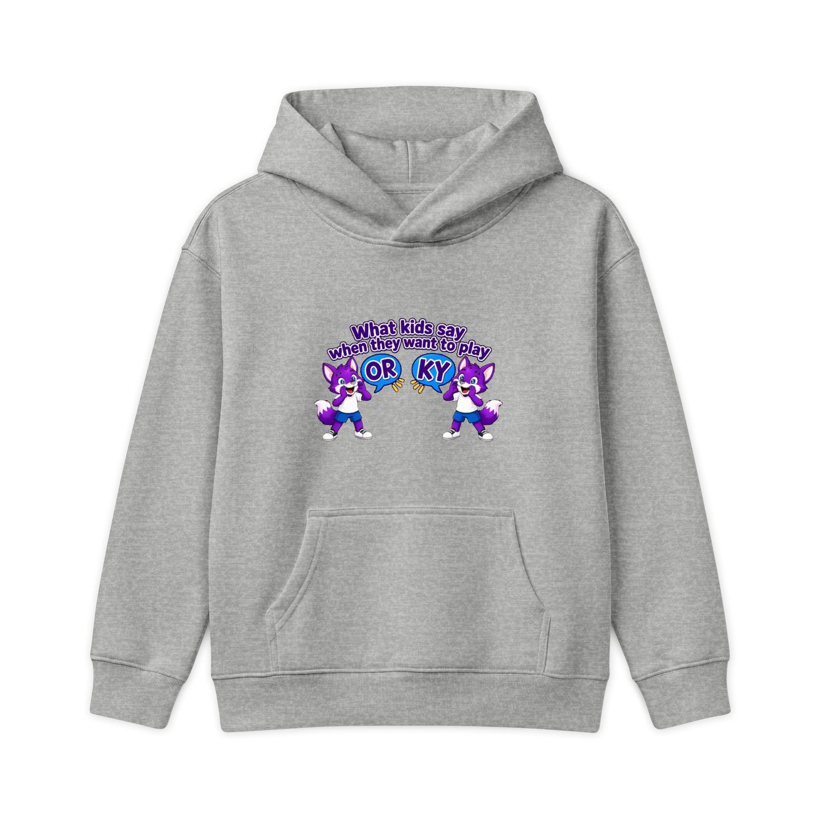 Kids Relax Hoodie — "what kids say " Cute Cartoon purple fox - Image 3