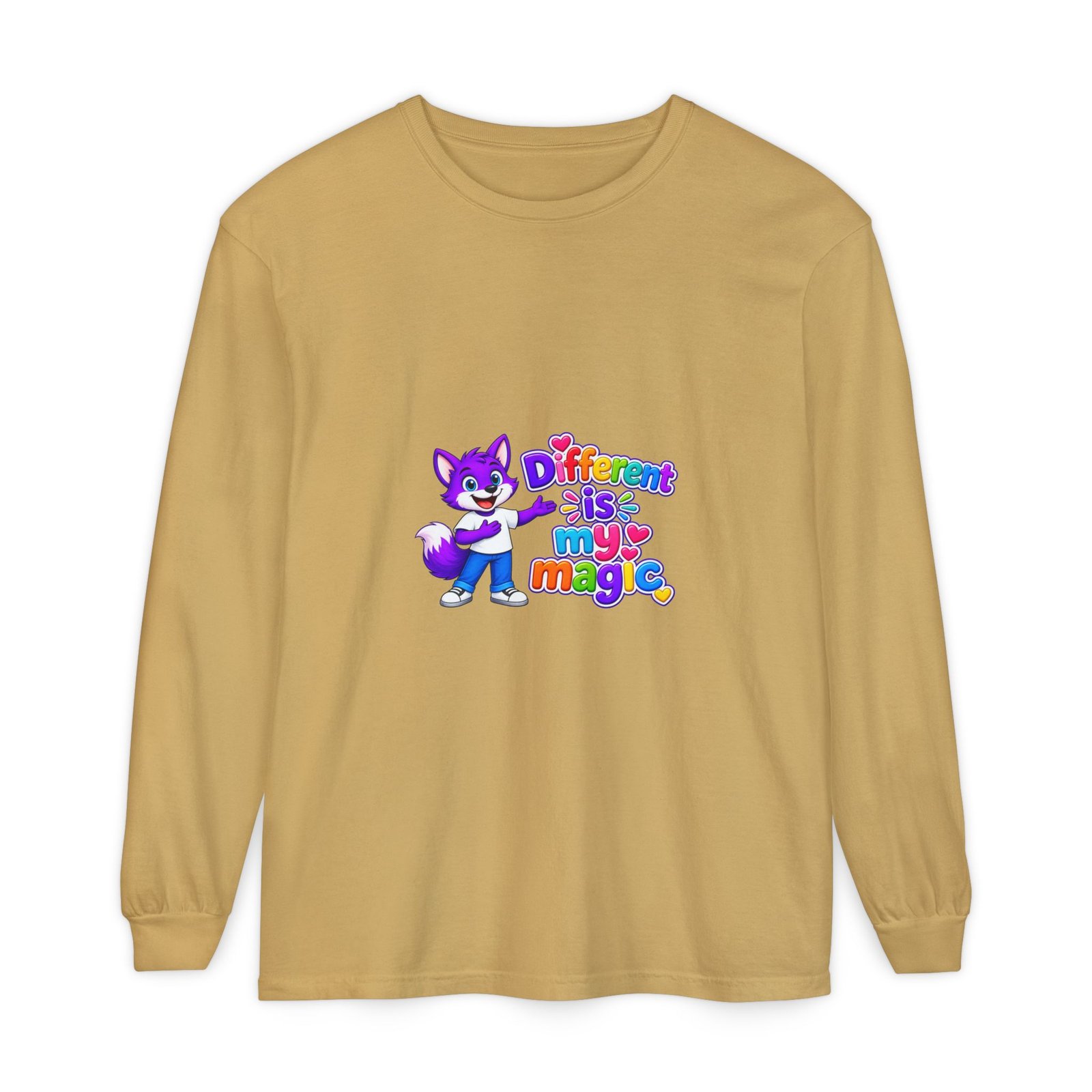 Unisex Garment-dyed Long Sleeve T-Shirt __ Different is my magic - Image 17