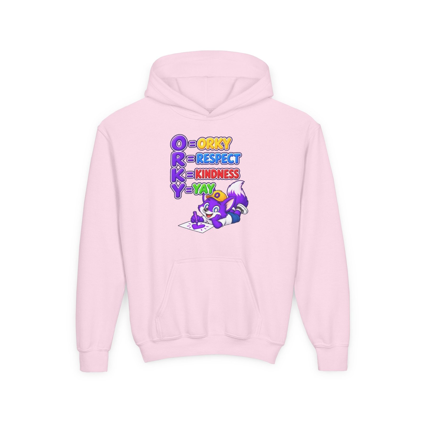 Youth Heavy Blend Hooded Sweatshirt — O.R.K.Y. Respect, Kindness, Yay - Image 53