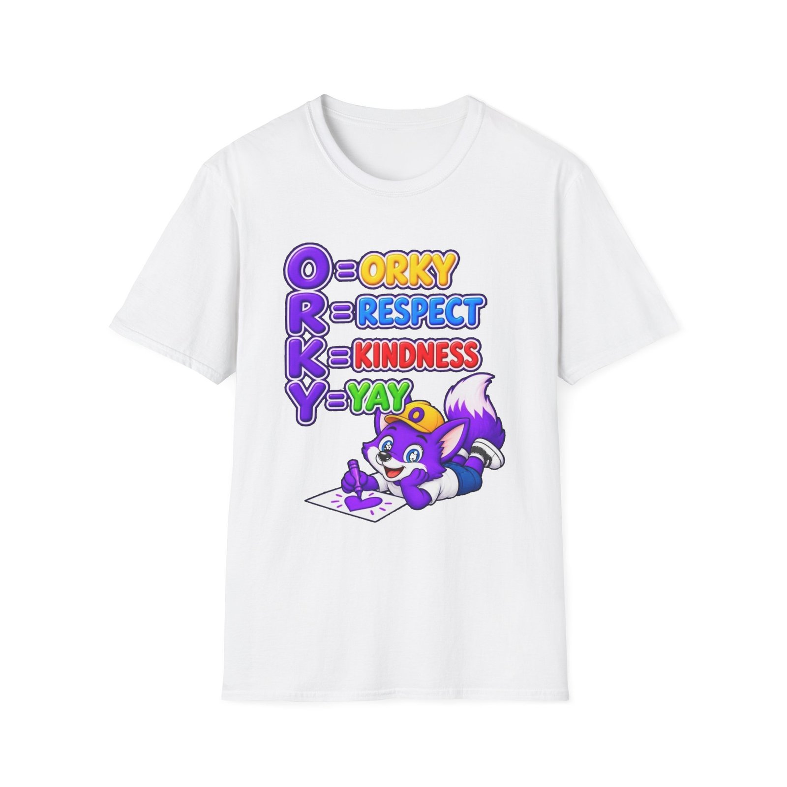 Unisex Softstyle T-Shirt — Orky Respect Kindness Kids Yay - Image 2