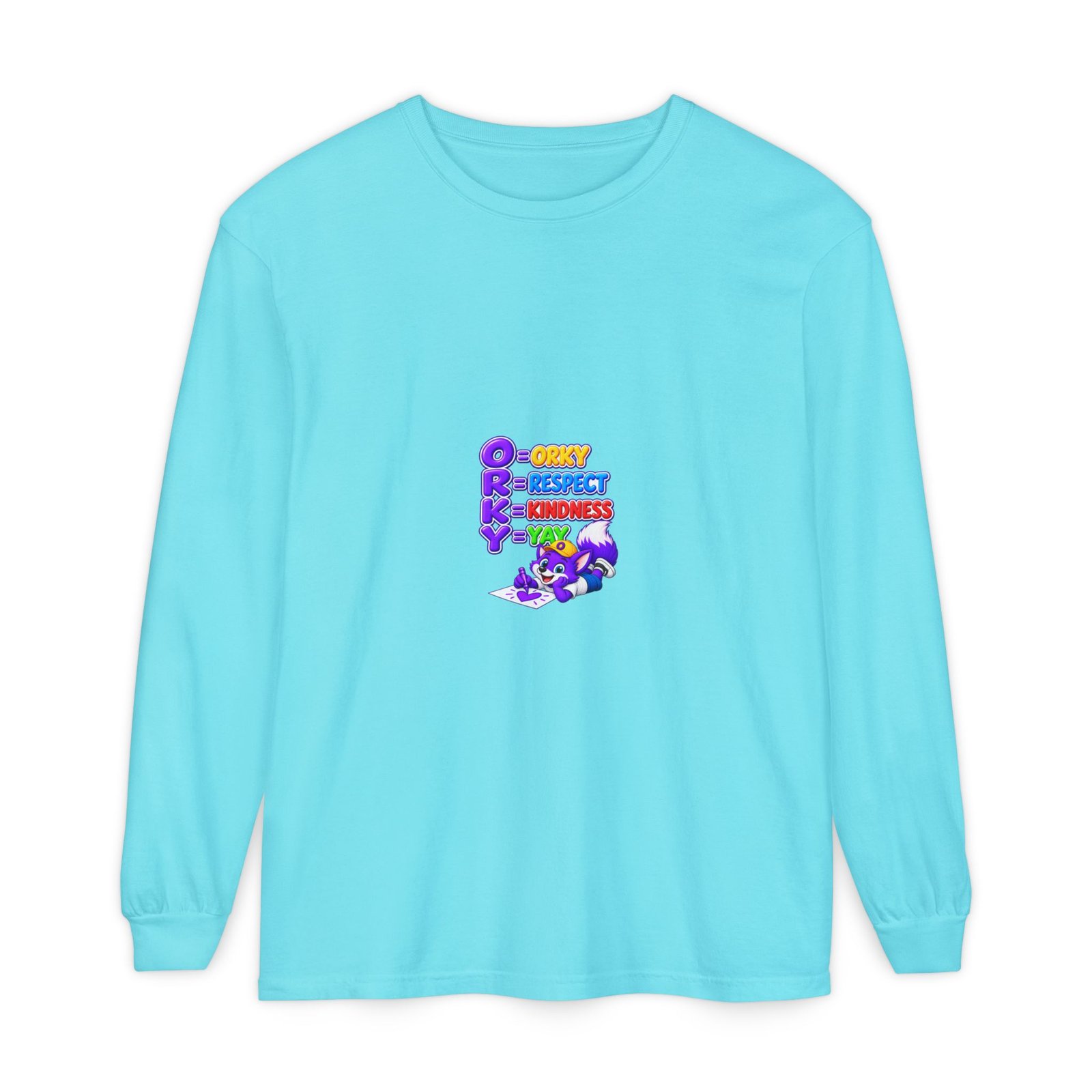 Long Sleeve T-Shirt – "Orky Respect Kindness Yay " - Image 41