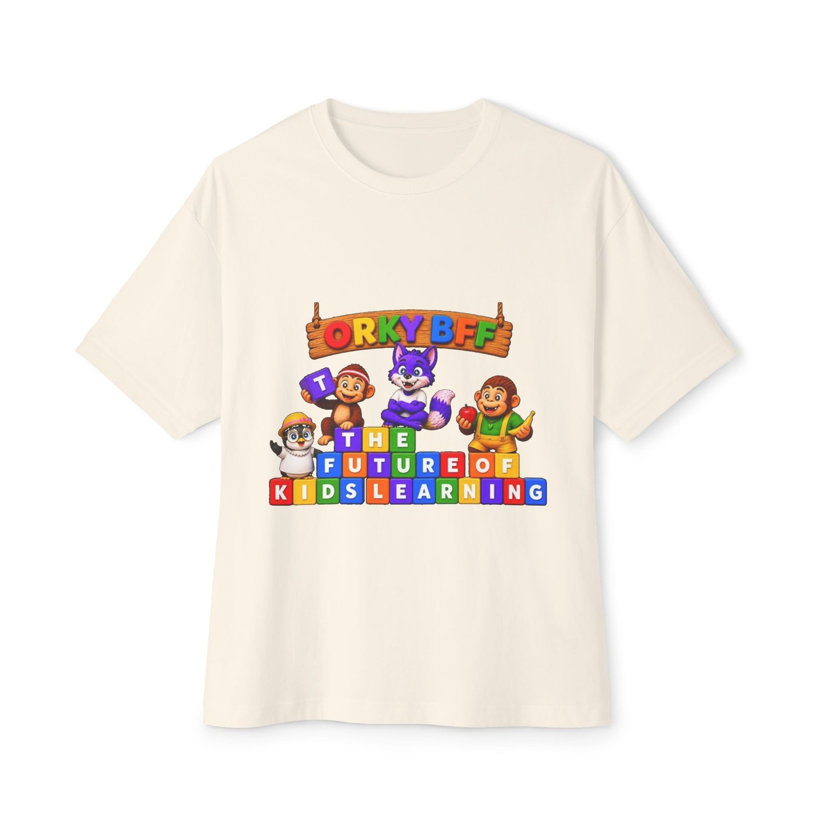 Unisex Oversized Boxy Tee — "The Future of Kids Learning" Cartoon Characters - Image 13