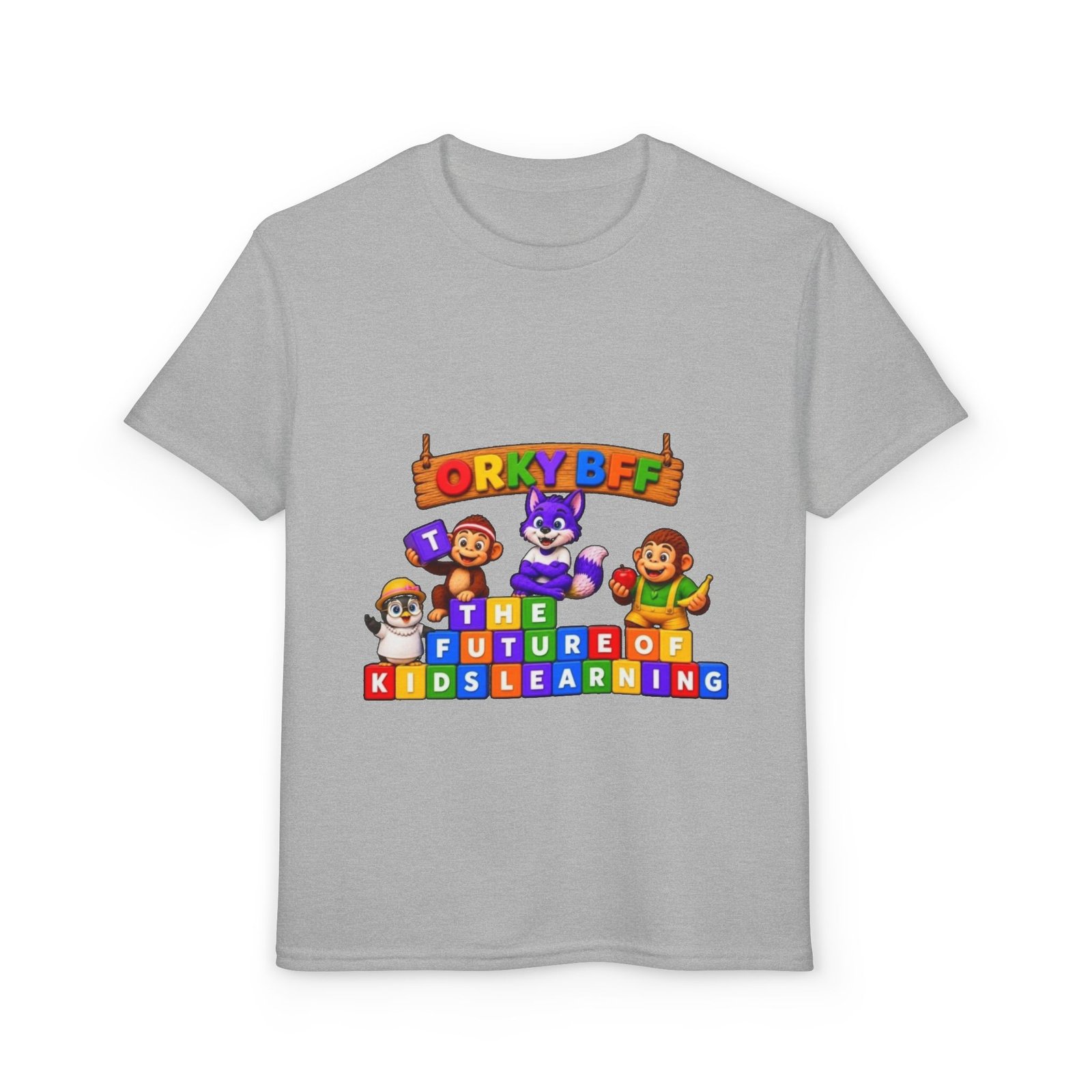 Youth DryBlend® T-Shirt— "The Future of Kids Learning" Colorful Block Character Tee - Image 13