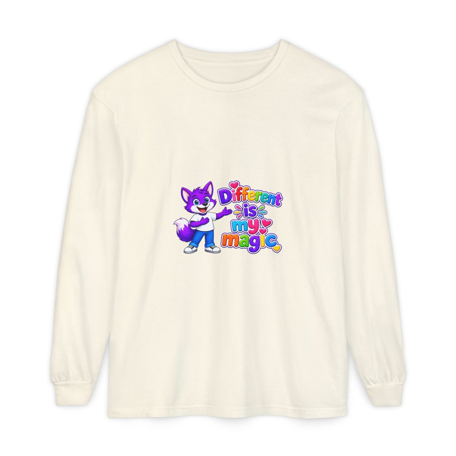 Unisex Garment-dyed Long Sleeve T-Shirt __ Different is my magic - Image 13