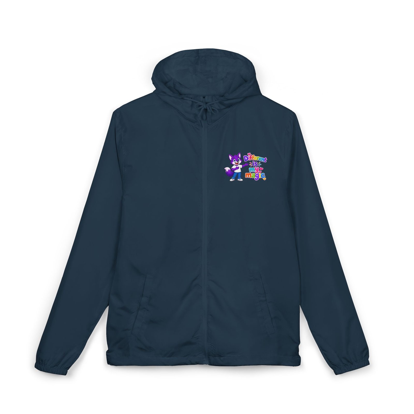 Unisex Full-Zip Windbreaker Jacket __ Different is my magic purple fox - Image 9