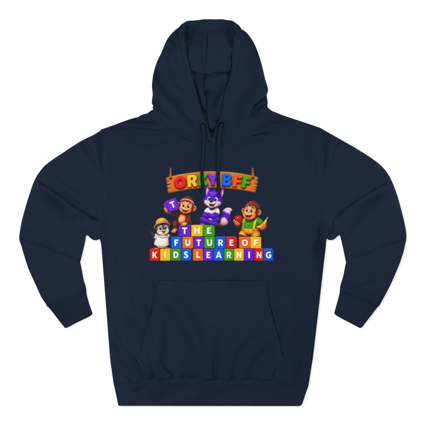 Three-Panel Fleece Hoodie__ 'Orky Bff The Future Of Kids Learning' - Image 45