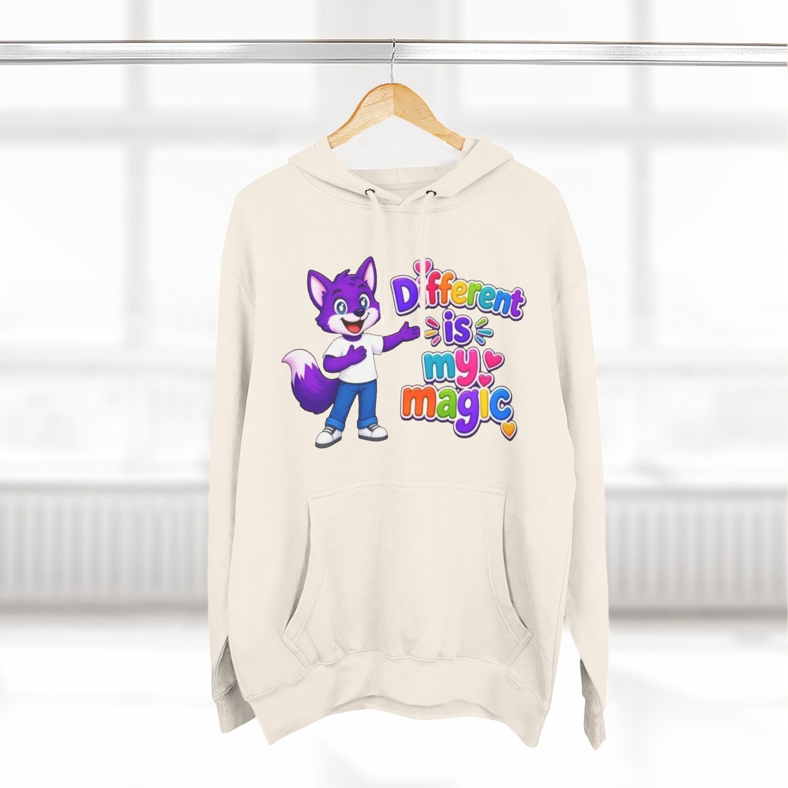 Three-Panel Fleece Hoodie __ ' Different is My Magic ' - Image 20