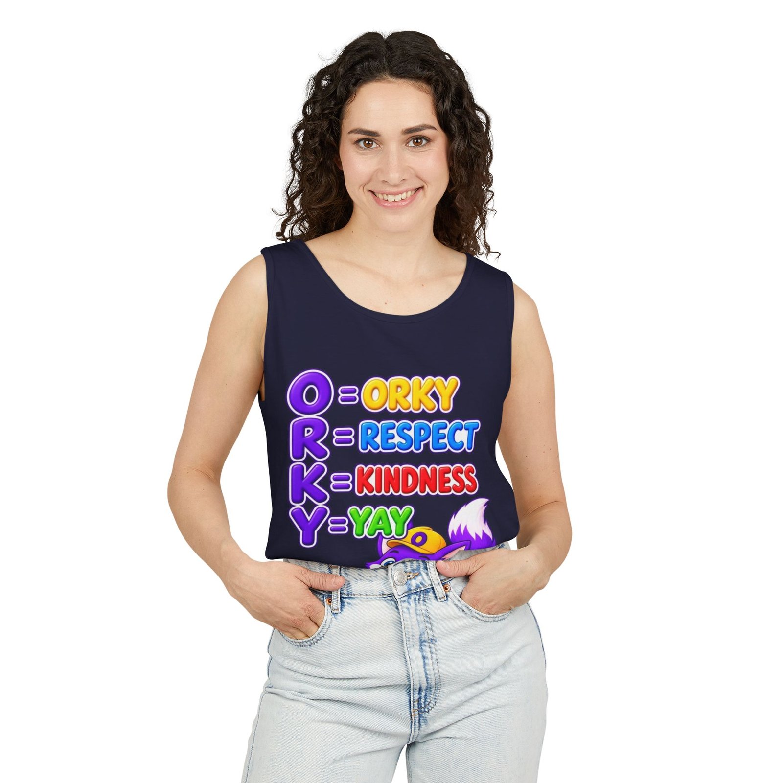 Unisex Garment-Dyed Tank Top — "ORKY: Respect, Kindness, Yay" - Image 43