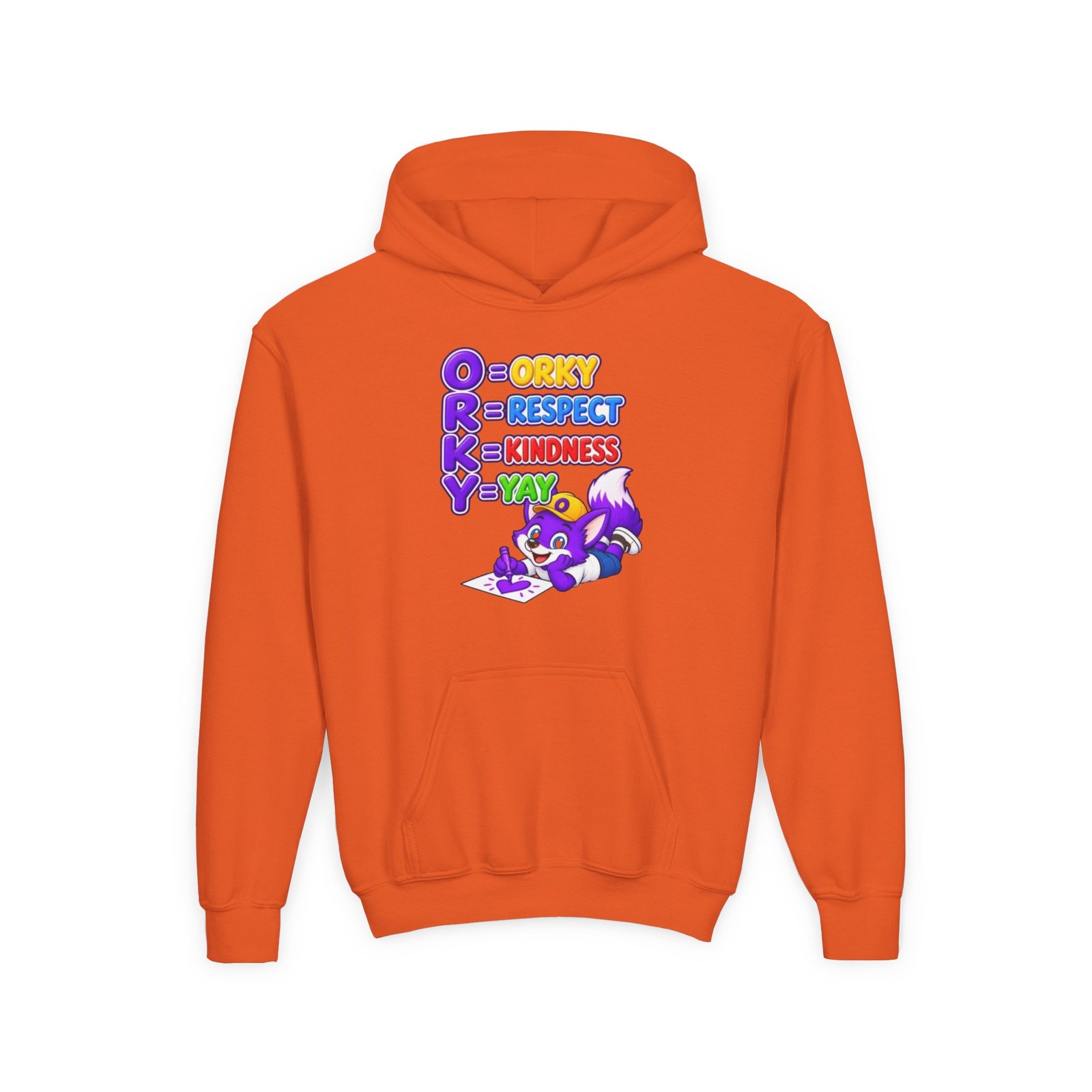 Youth Heavy Blend Hooded Sweatshirt — O.R.K.Y. Respect, Kindness, Yay - Image 17