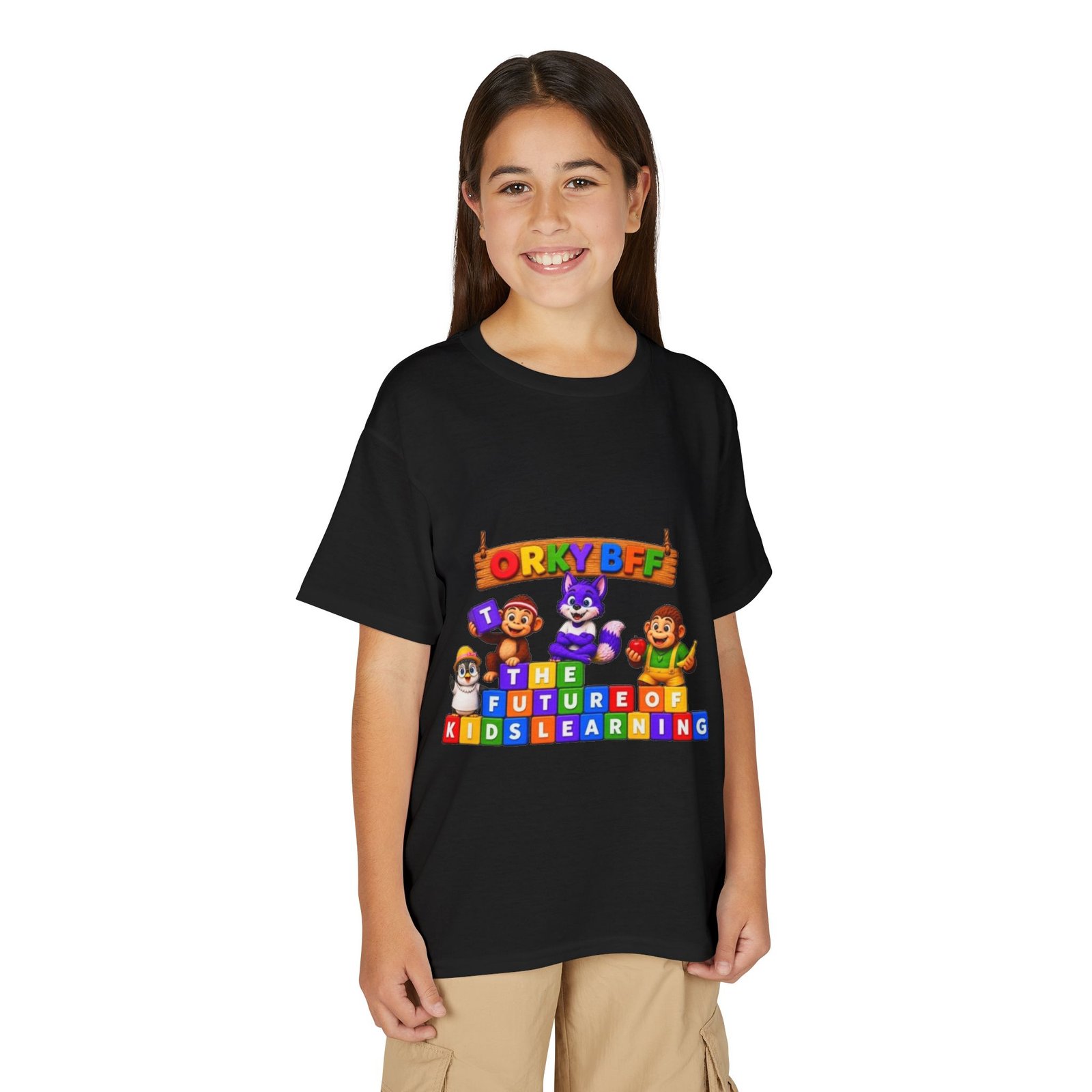 Youth DryBlend® T-Shirt— "The Future of Kids Learning" Colorful Block Character Tee - Image 11