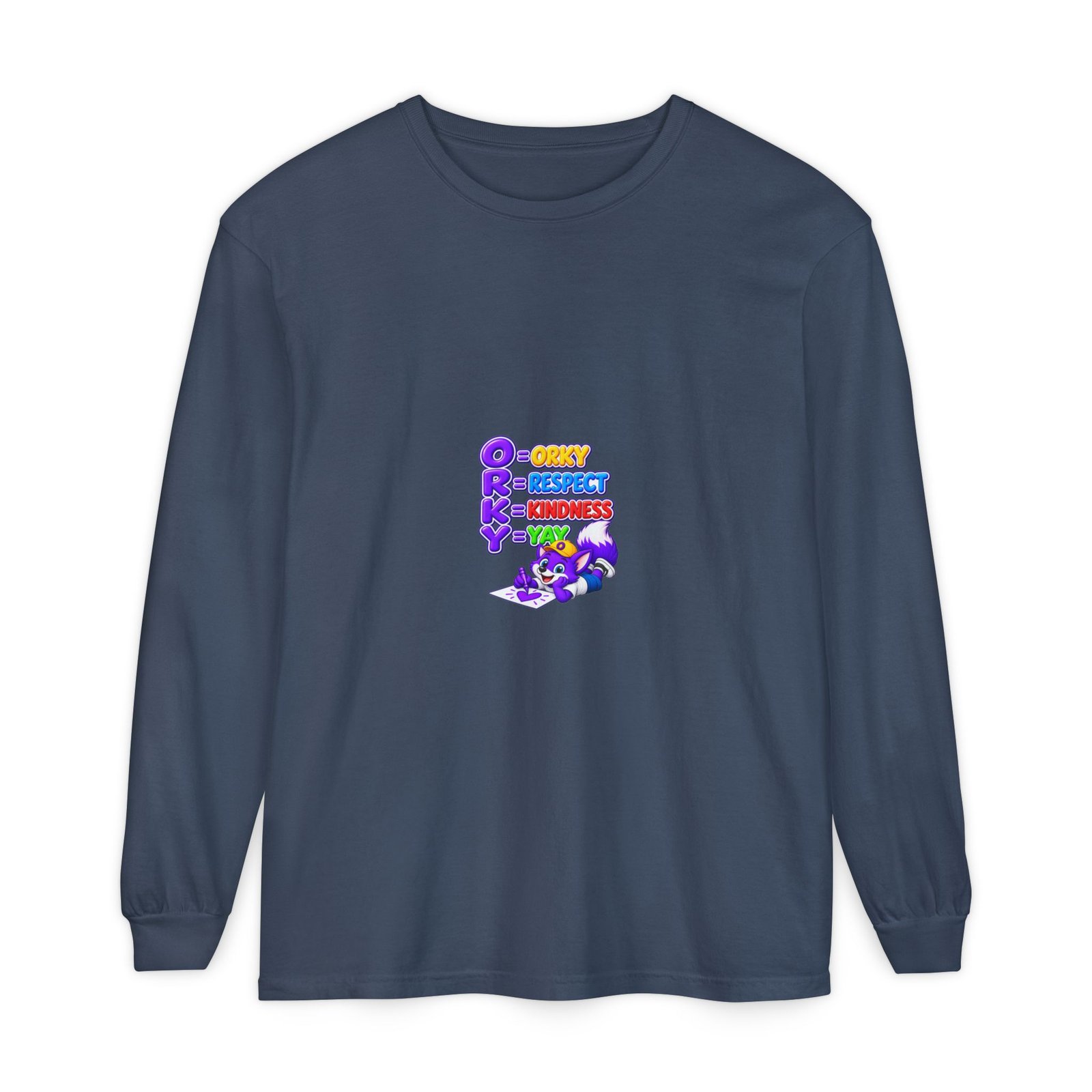Long Sleeve T-Shirt – "Orky Respect Kindness Yay " - Image 49