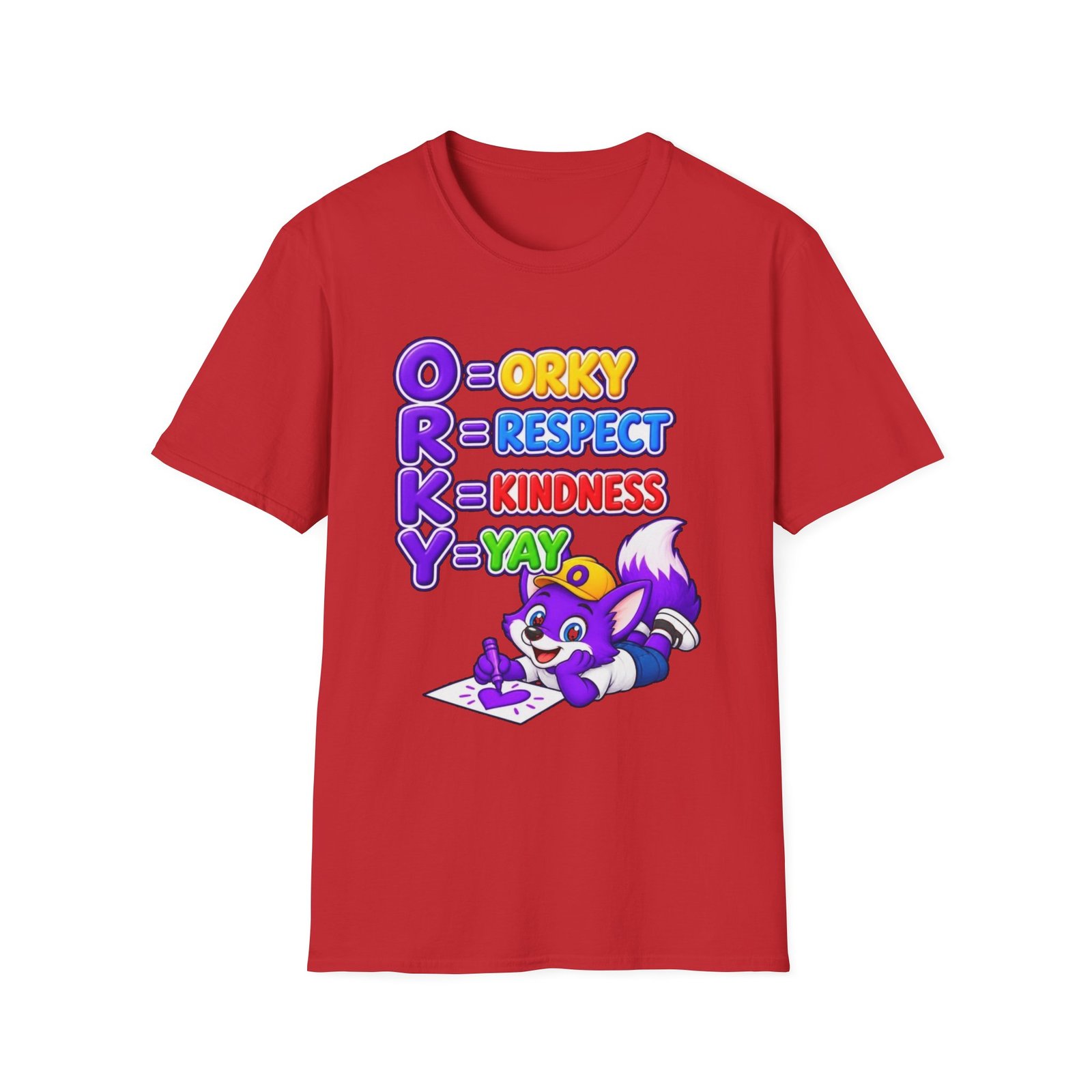 Unisex Softstyle T-Shirt — Orky Respect Kindness Kids Yay - Image 54