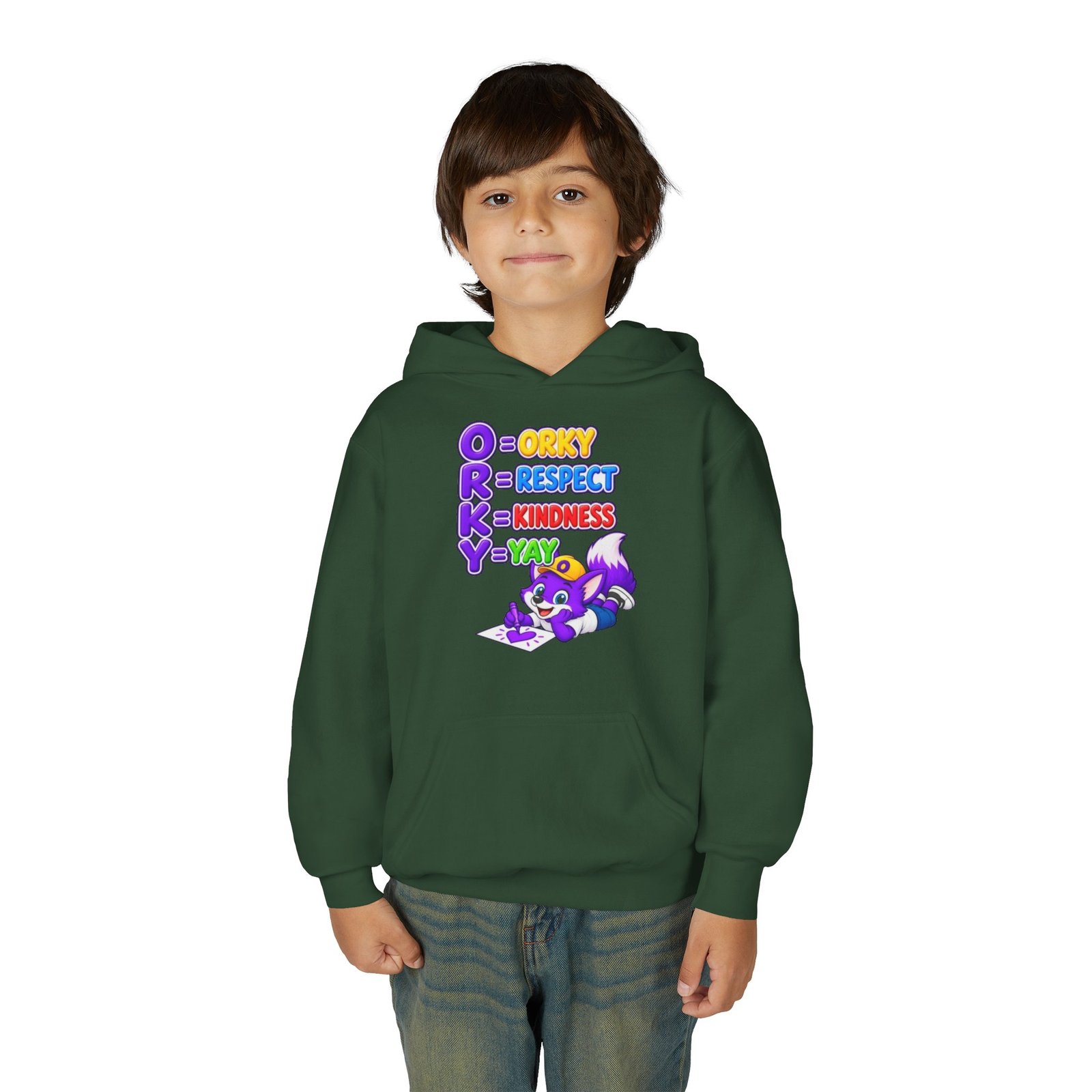 Youth Heavy Blend Hooded Sweatshirt — O.R.K.Y. Respect, Kindness, Yay - Image 27