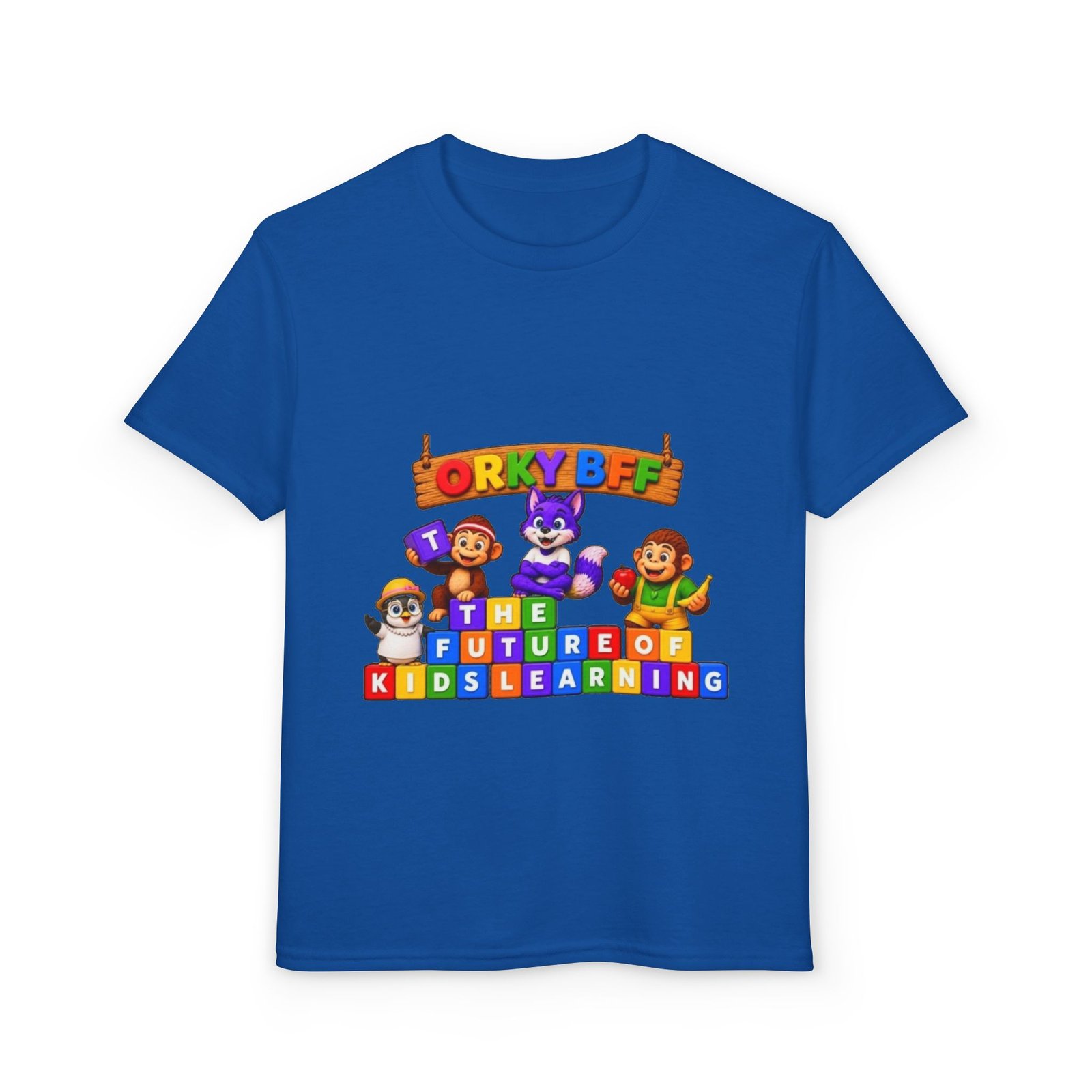 Youth DryBlend® T-Shirt— "The Future of Kids Learning" Colorful Block Character Tee - Image 41