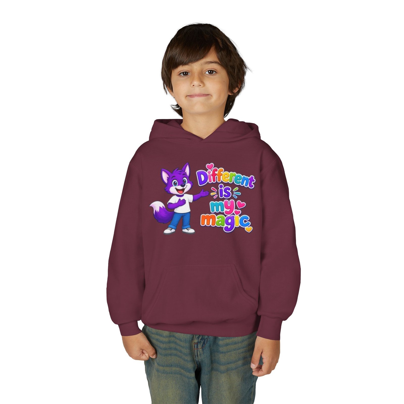 Youth Heavy Blend Hooded Sweatshirt — "Different is My Magic" - Image 23