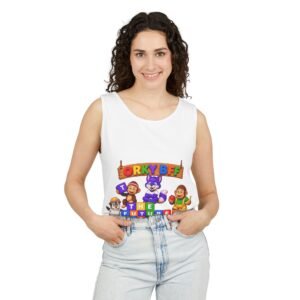 Unisex Garment-Dyed Tank Top — 'ORKY BFF: The Future of Kids Learning' Colorful Playful Tee
