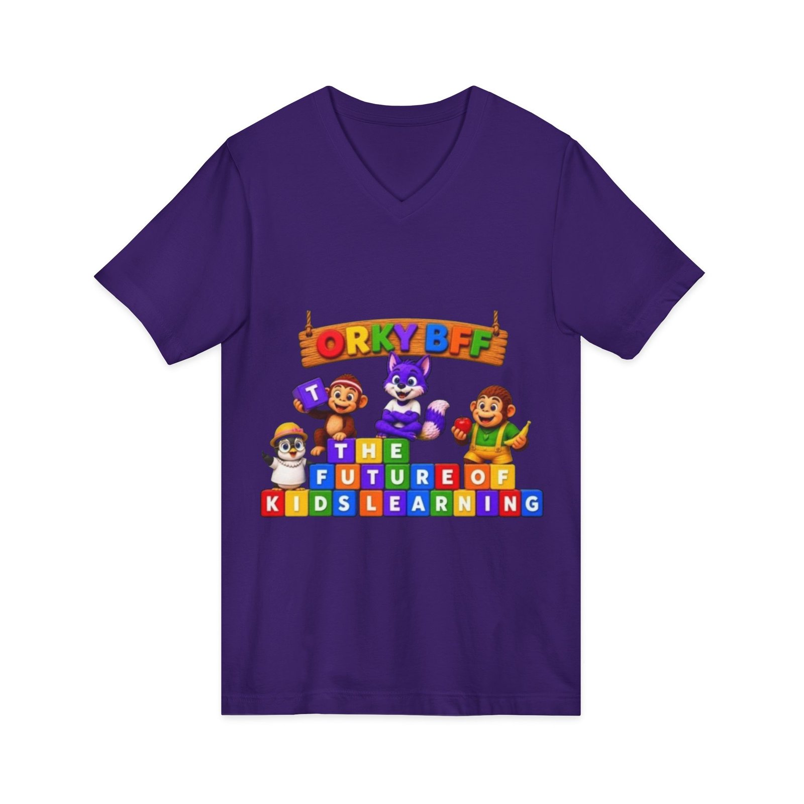 Unisex Jersey Short Sleeve V-Neck Tee— "ORKY BFF: The Future of Kids Learning" - Image 43