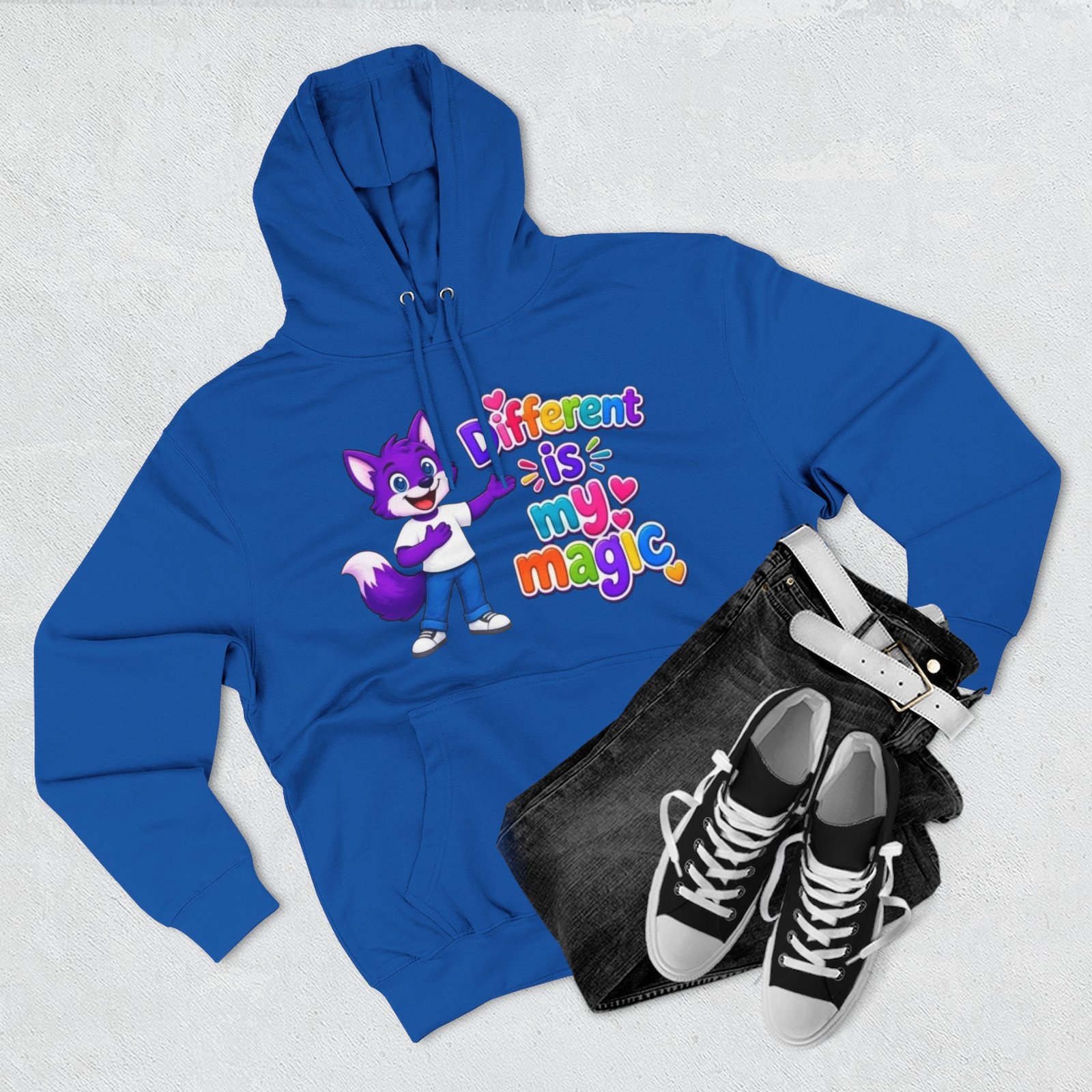 Three-Panel Fleece Hoodie __ ' Different is My Magic ' - Image 43