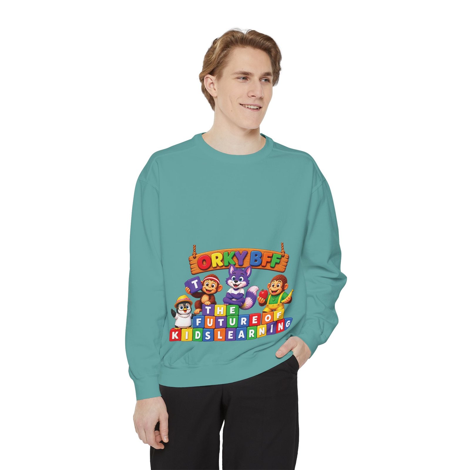 Kids Learning Crewneck Sweatshirt — 'StoryBFF: The Future of Kids Learning' Graphic - Image 45
