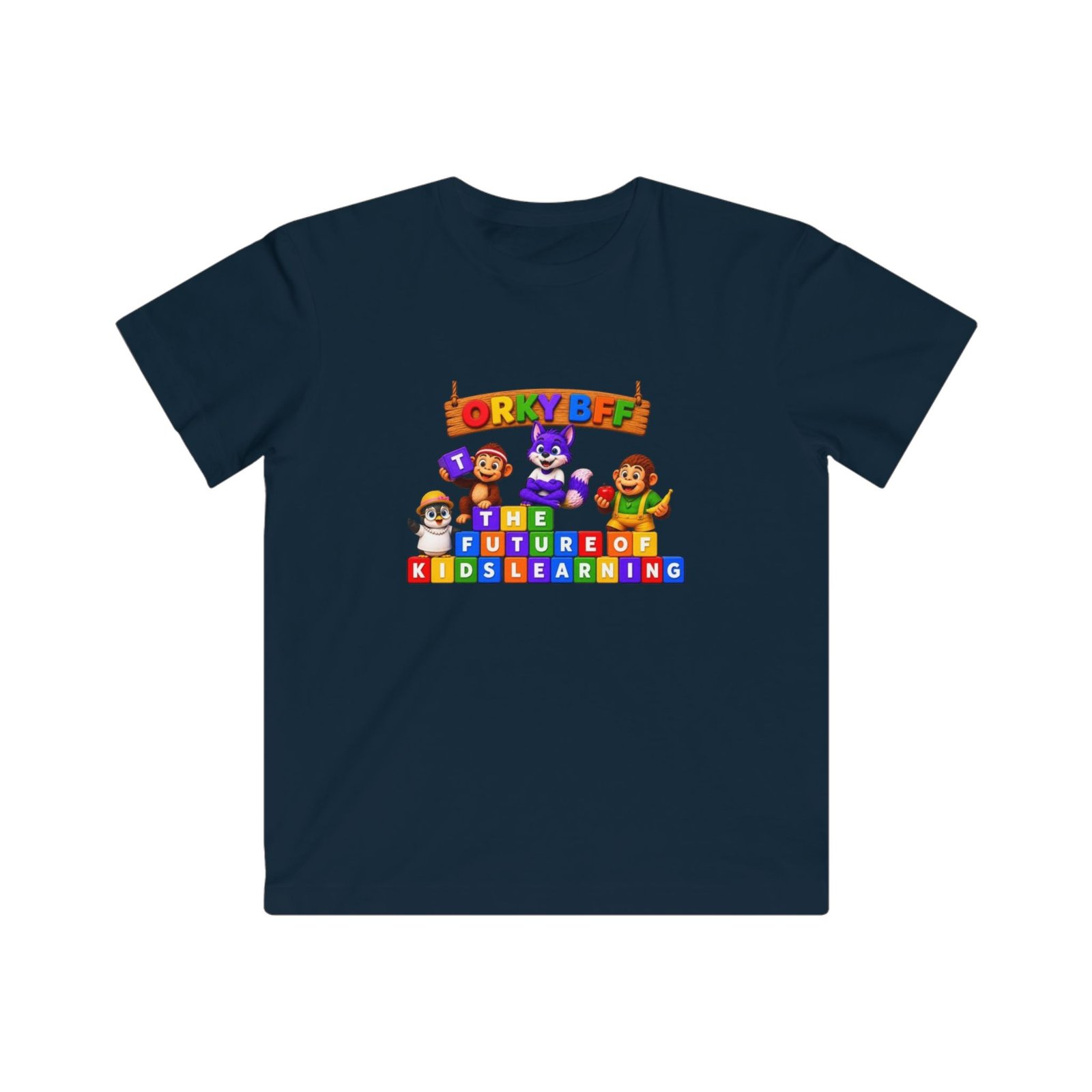Kids Fine Jersey Tee— 'The Future of Kids Learning' Colorful Educational Block Design - Image 31