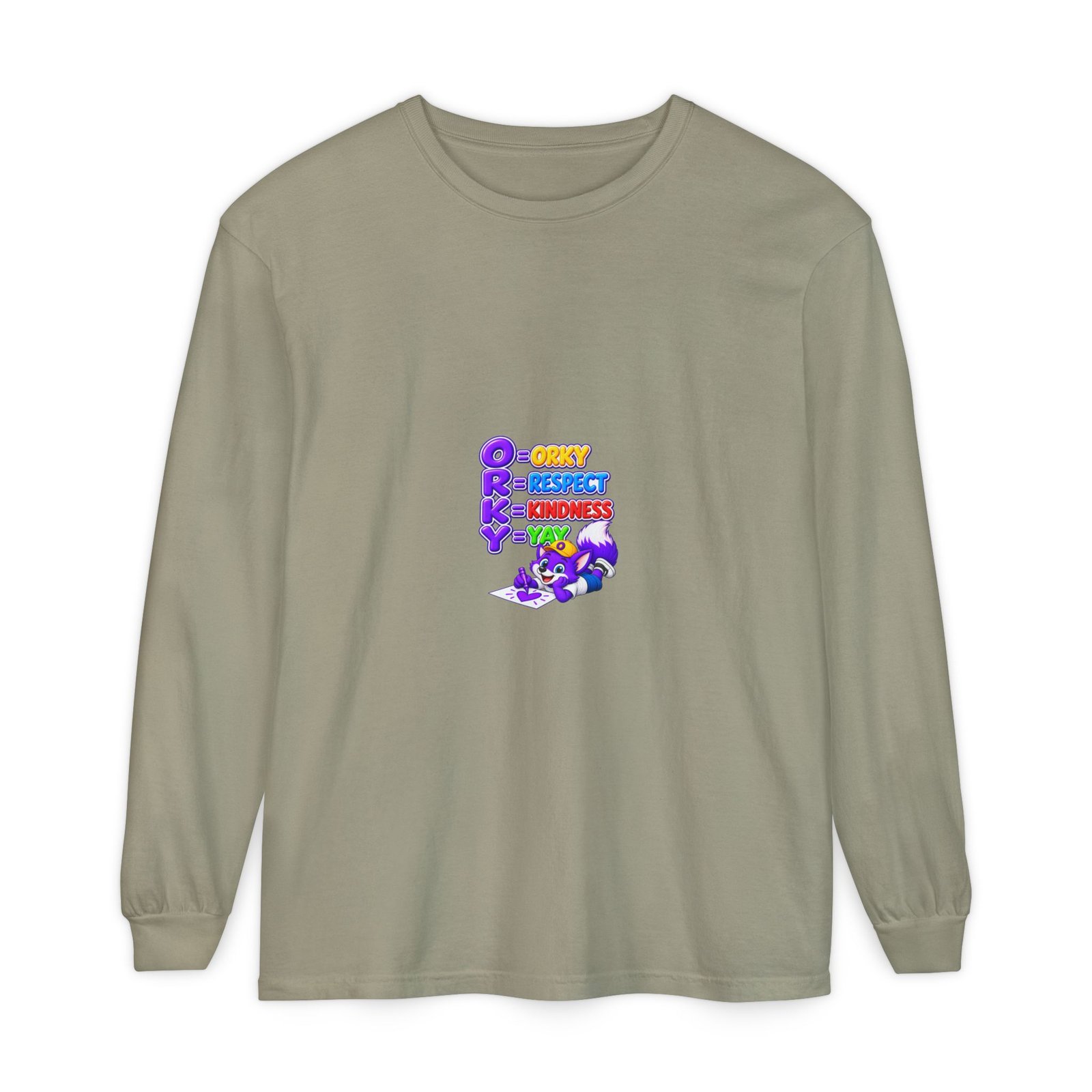 Long Sleeve T-Shirt – "Orky Respect Kindness Yay " - Image 25