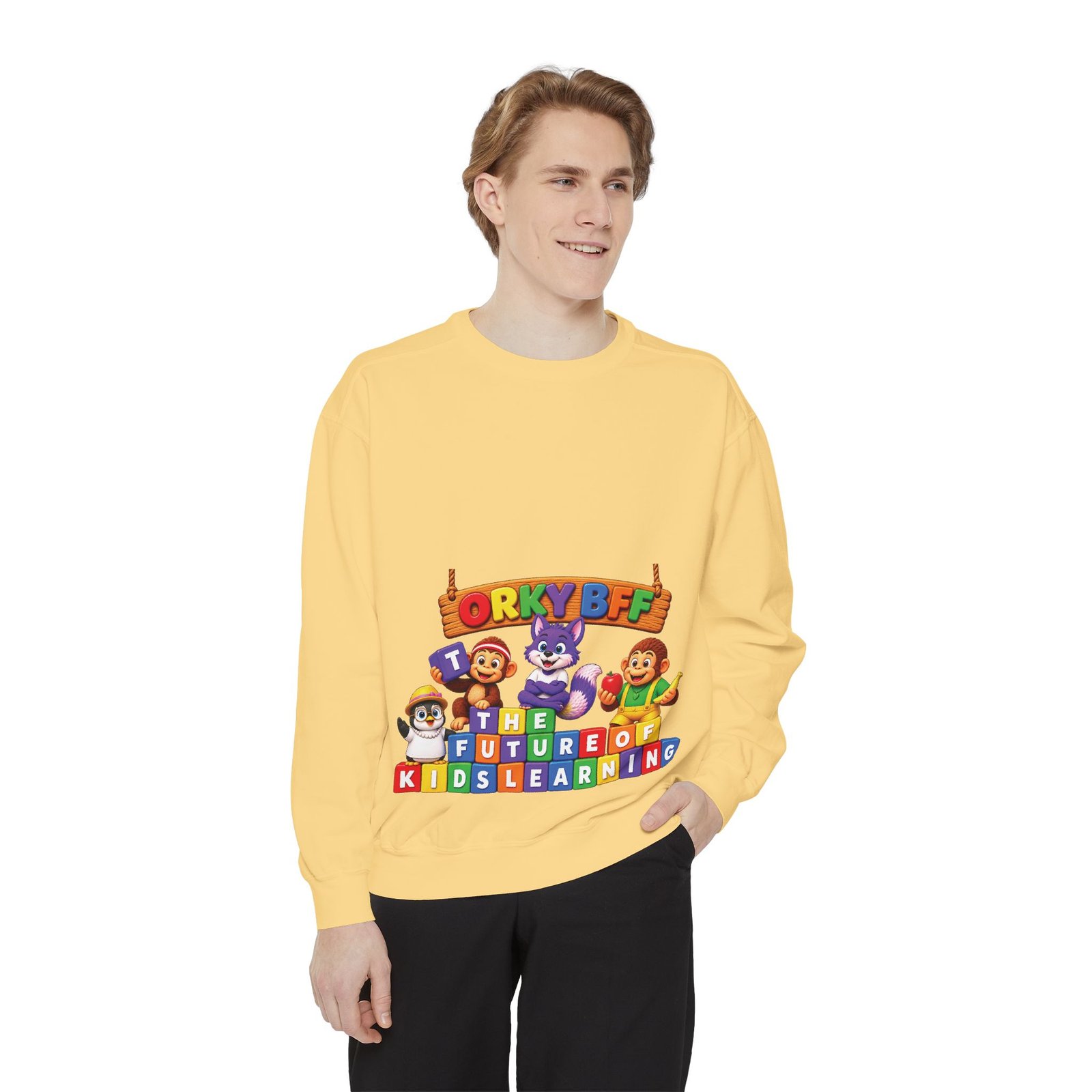 Kids Learning Crewneck Sweatshirt — 'StoryBFF: The Future of Kids Learning' Graphic - Image 15
