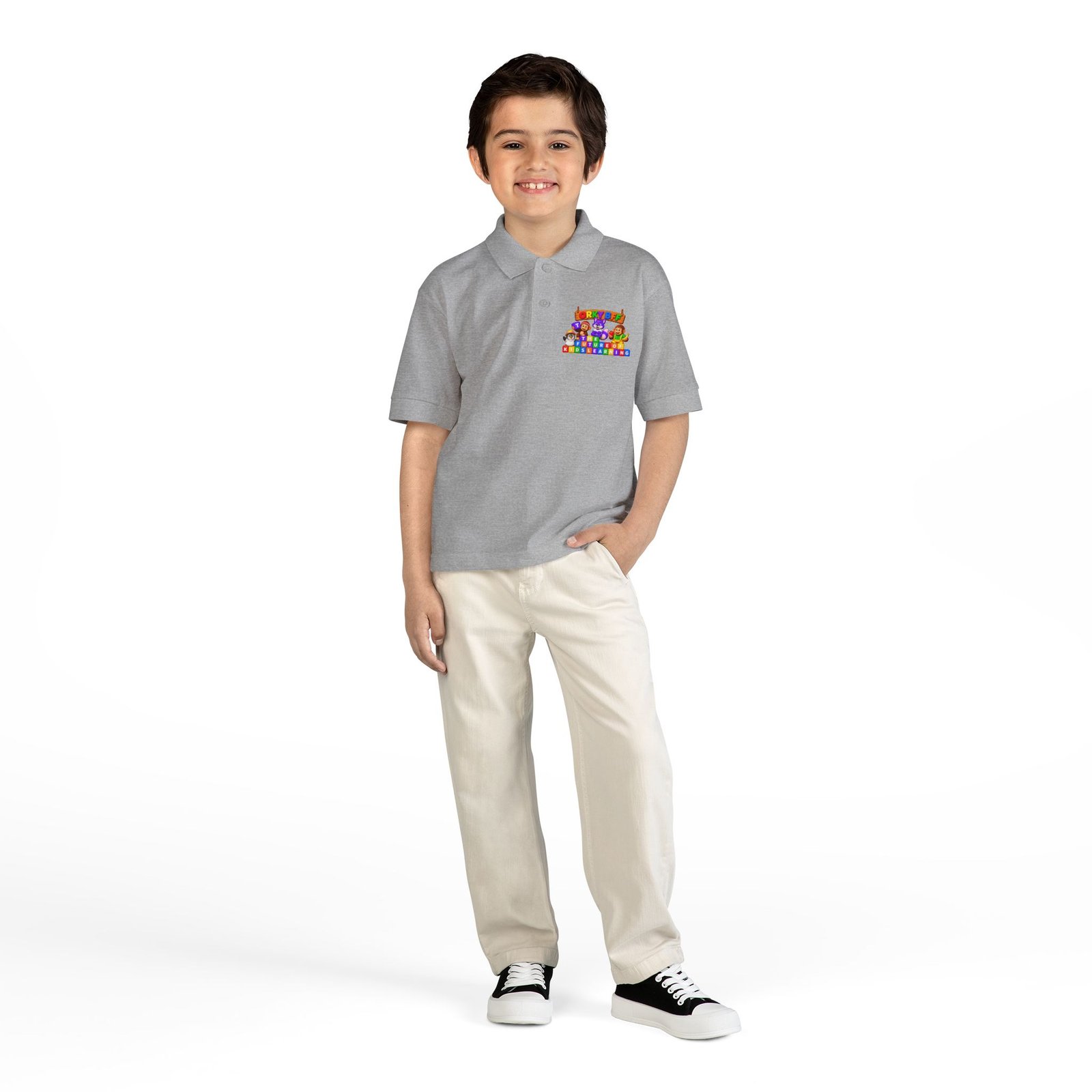 DryBlend® Youth Jersey Polo — Orky BFF kids learning - Image 12