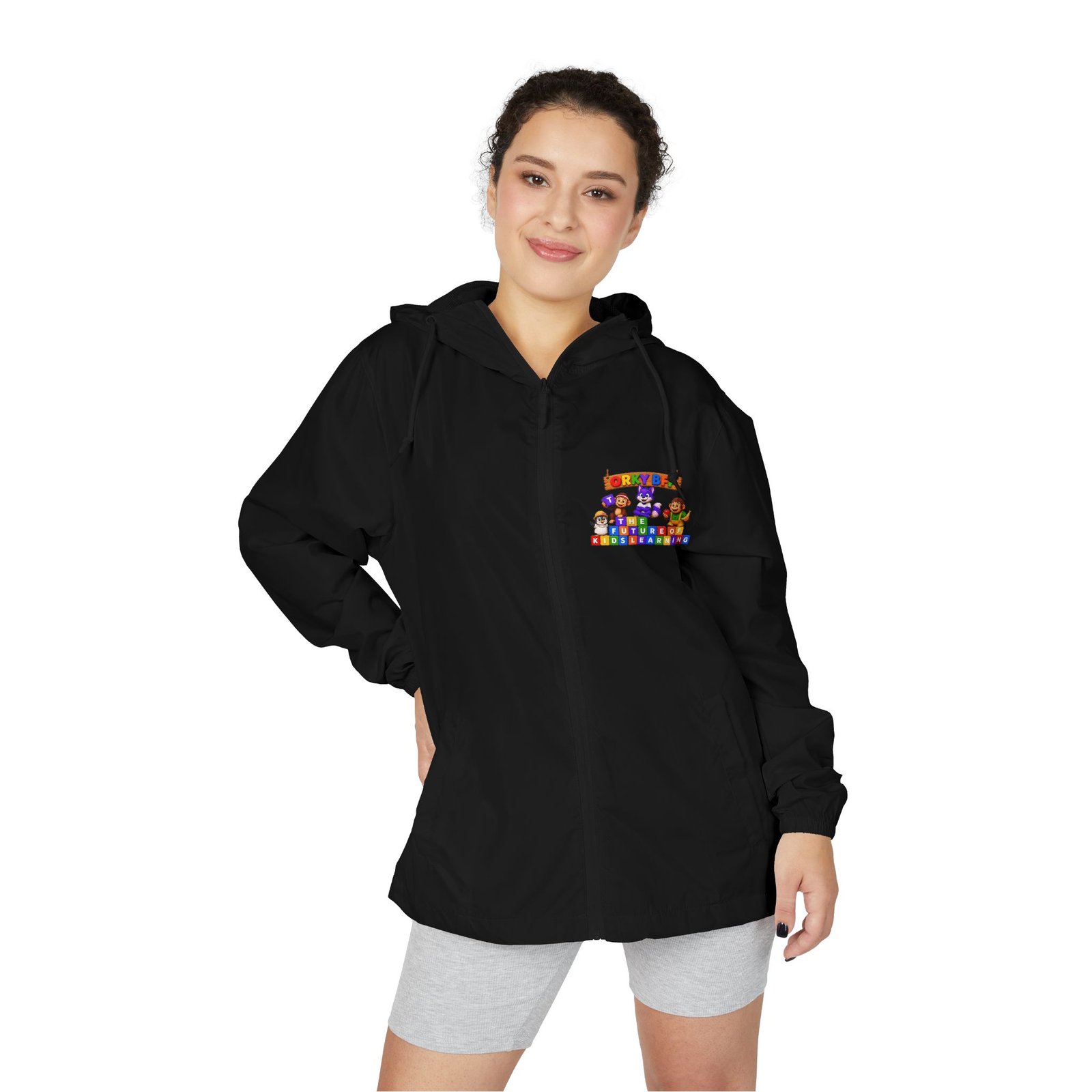 Unisex Full-Zip Windbreaker Jacket __ the future of learning orky the purple fox - Image 16
