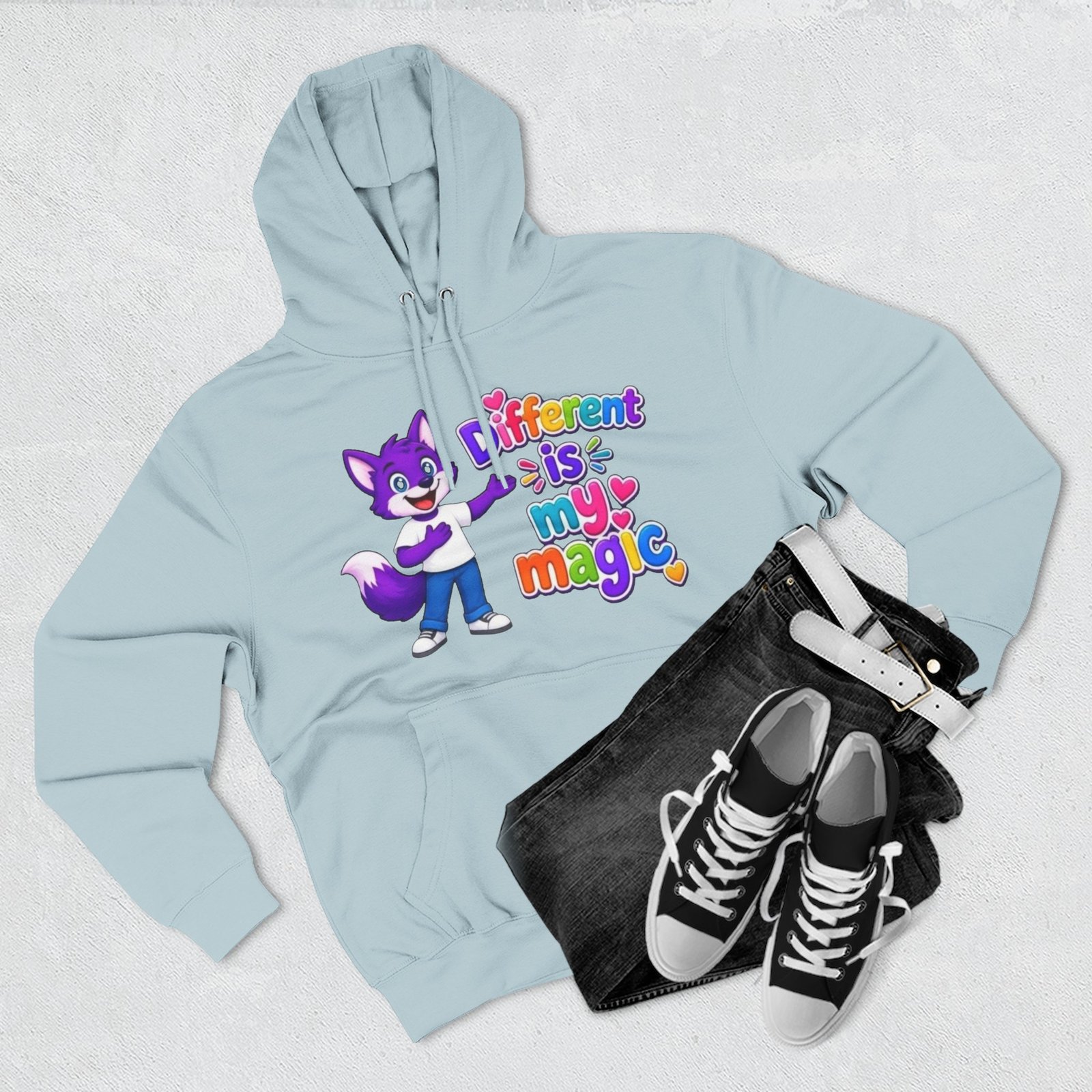 Three-Panel Fleece Hoodie __ ' Different is My Magic ' - Image 35