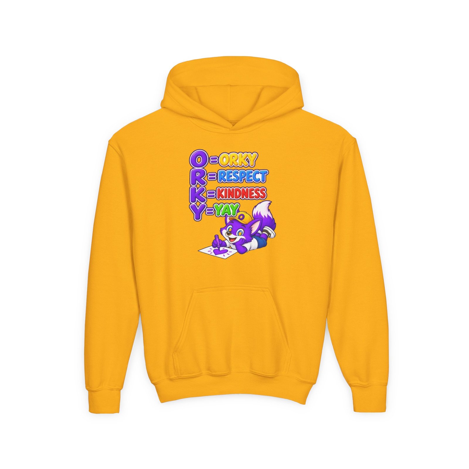 Youth Heavy Blend Hooded Sweatshirt — O.R.K.Y. Respect, Kindness, Yay - Image 13