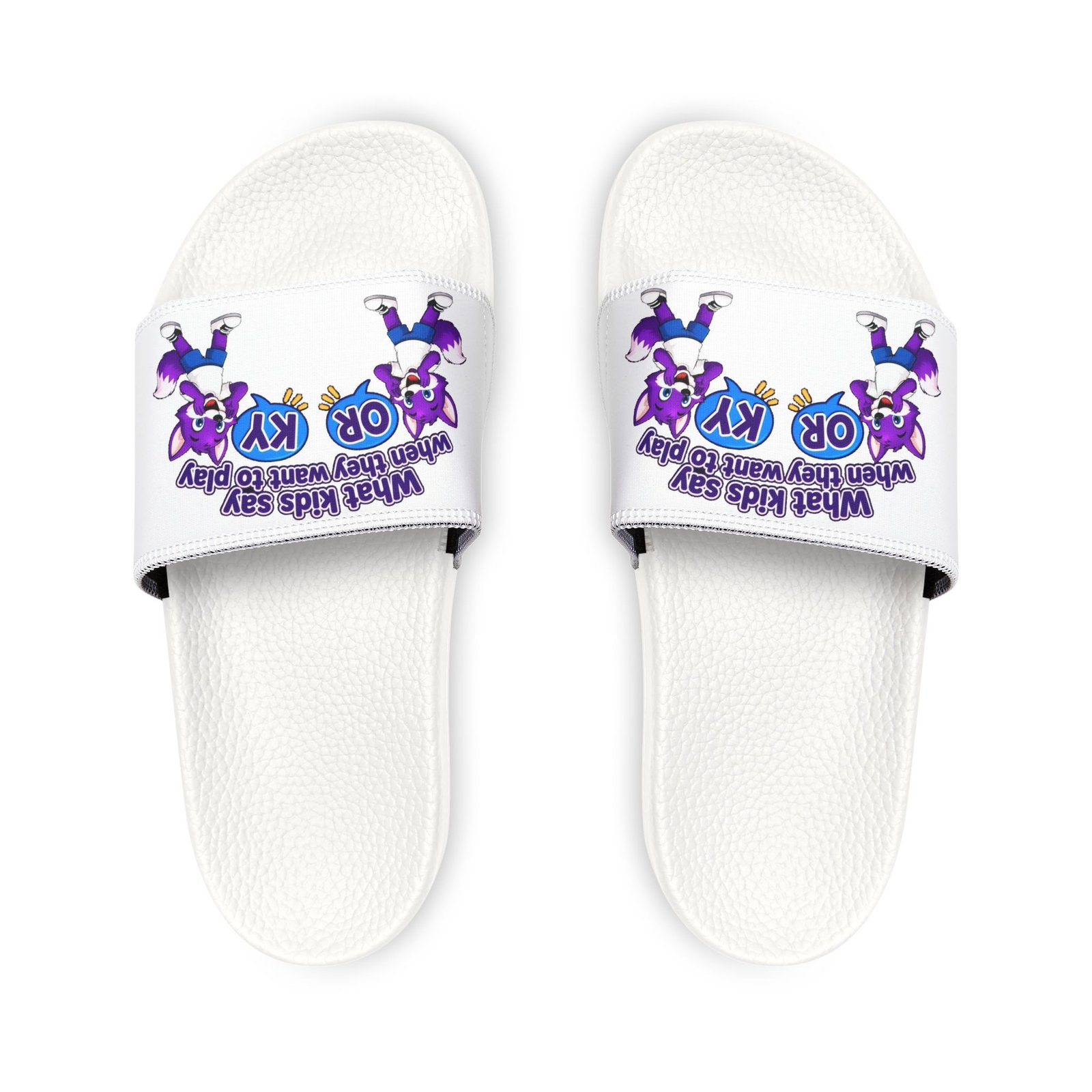 Youth Removable-Strap Sandals – 'What Kids Say When They Want to Play' Funny Purple Fox - Image 2