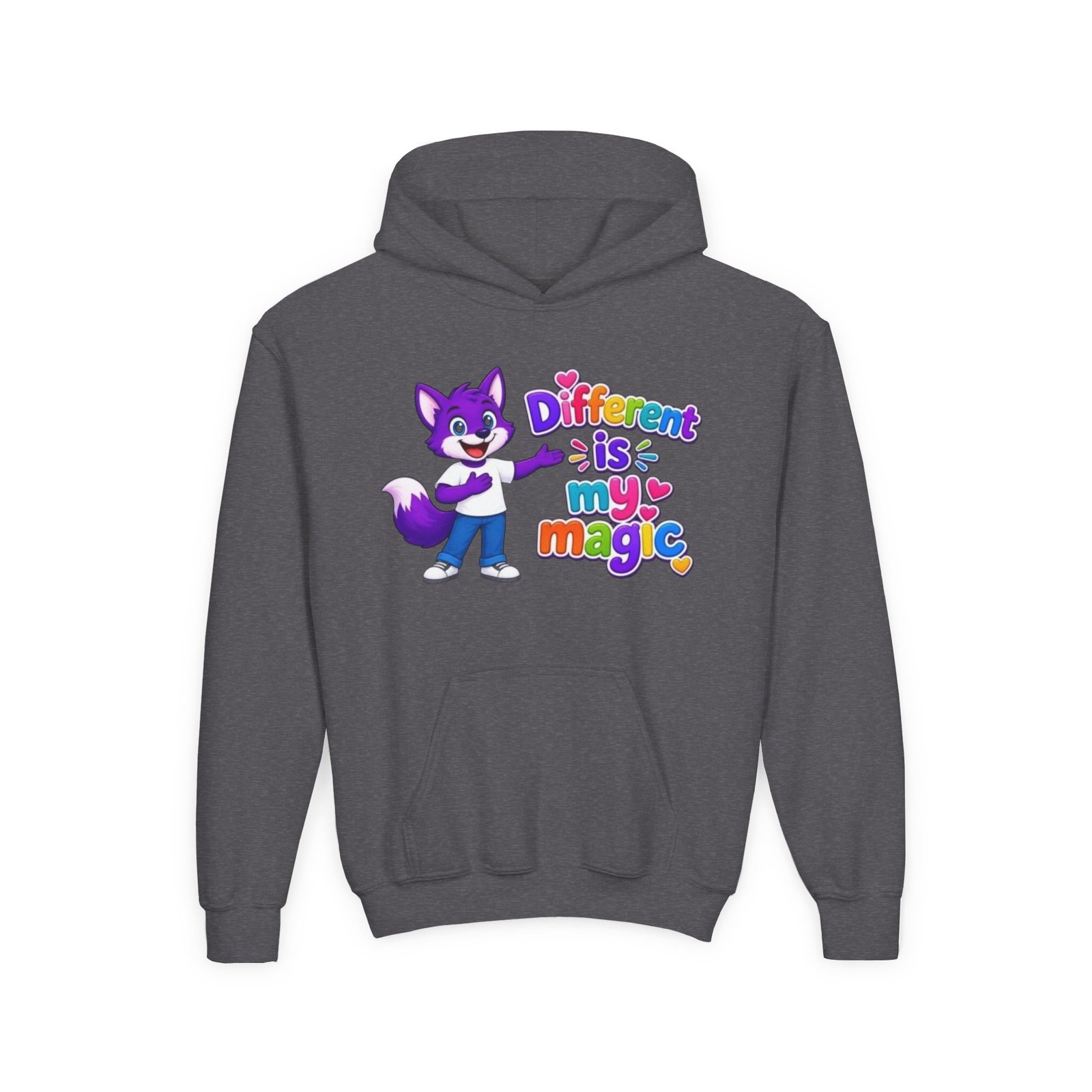 Youth Heavy Blend Hooded Sweatshirt — "Different is My Magic" - Image 33