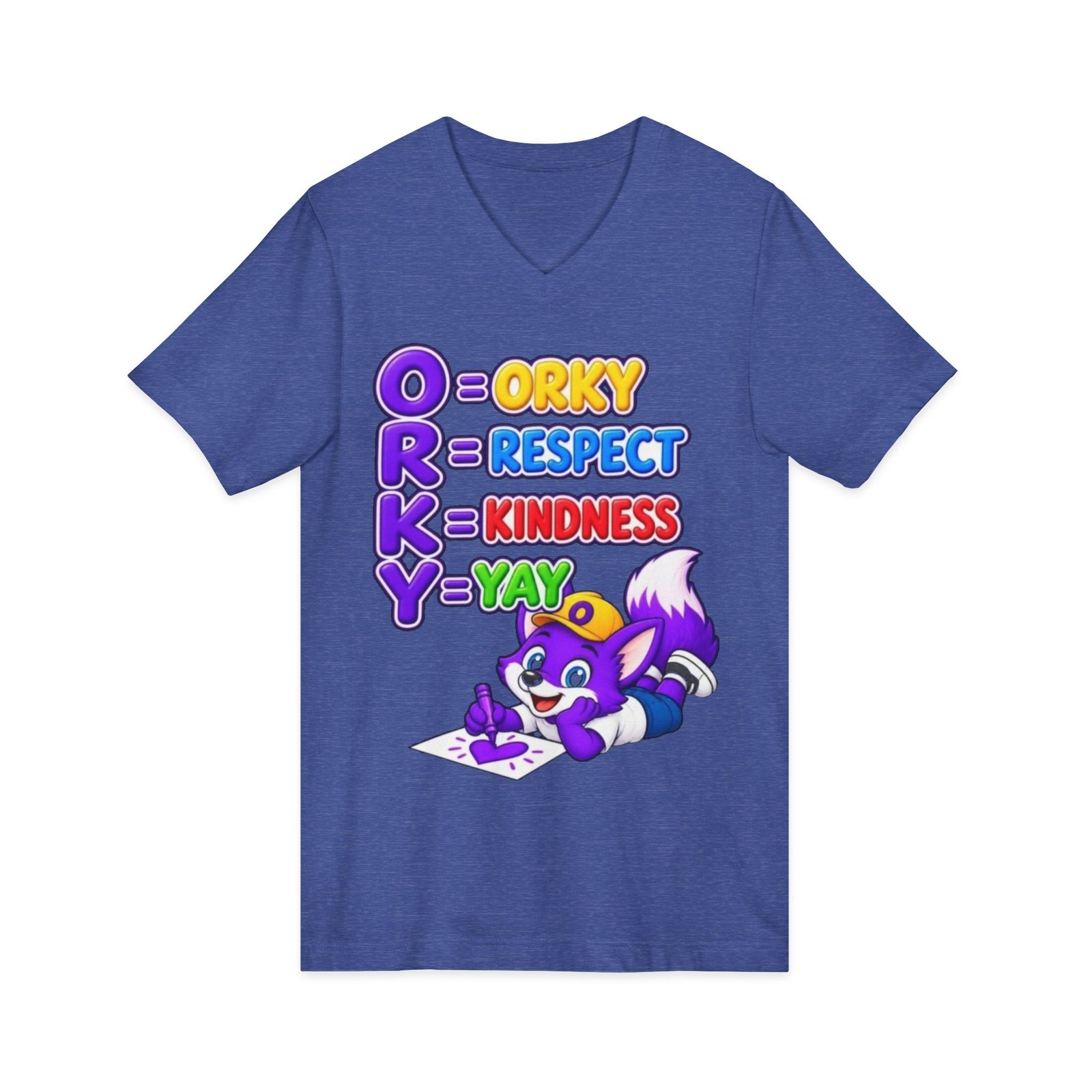 Unisex Jersey Short Sleeve V-Neck Tee — 'Orky Respect Kindness Yay ' - Image 27