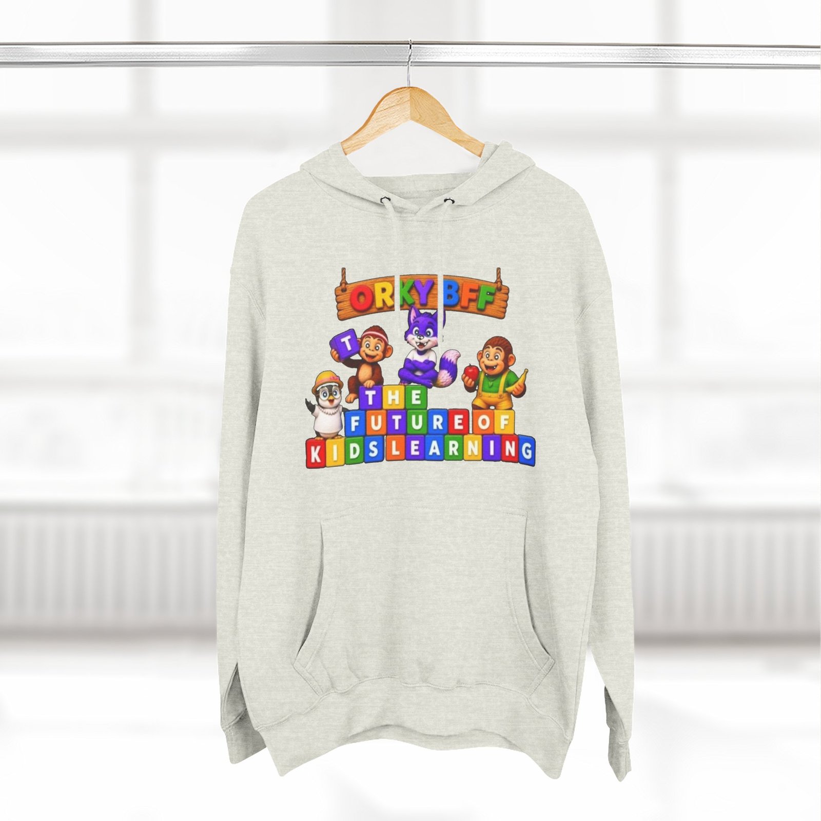 Three-Panel Fleece Hoodie__ 'Orky Bff The Future Of Kids Learning' - Image 28