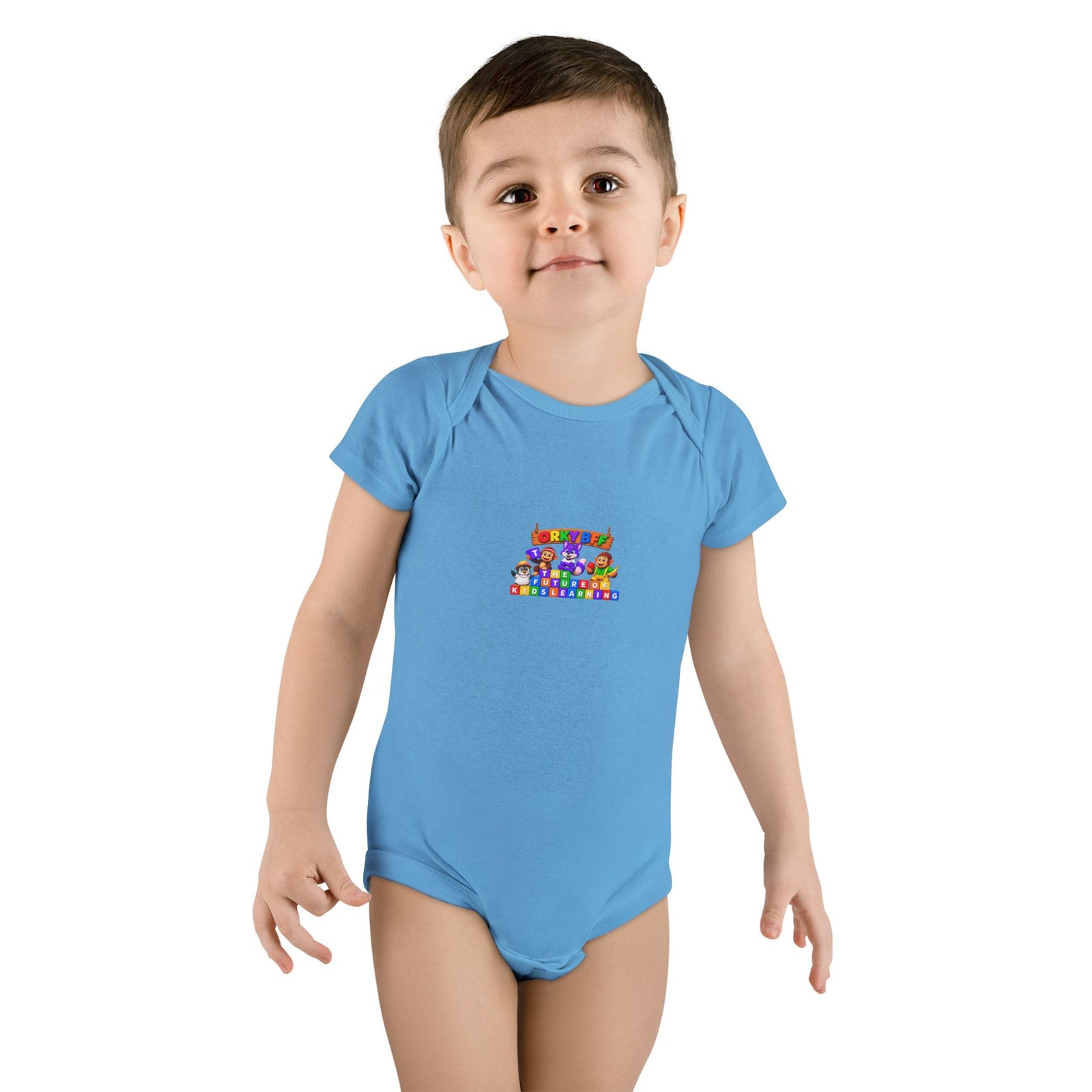 Baby Short Sleeve Onesie® - "Orky Bff Kids Learning" - Image 11